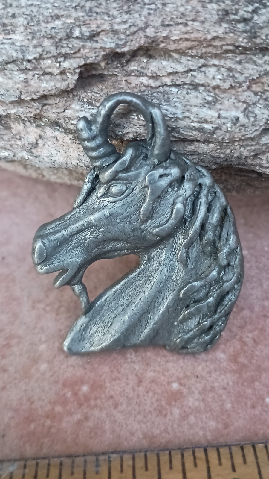 Vintage Unicorn Pendant Pewter By Spoontiques 1988 Marked 2200 1½” Silver- Grey