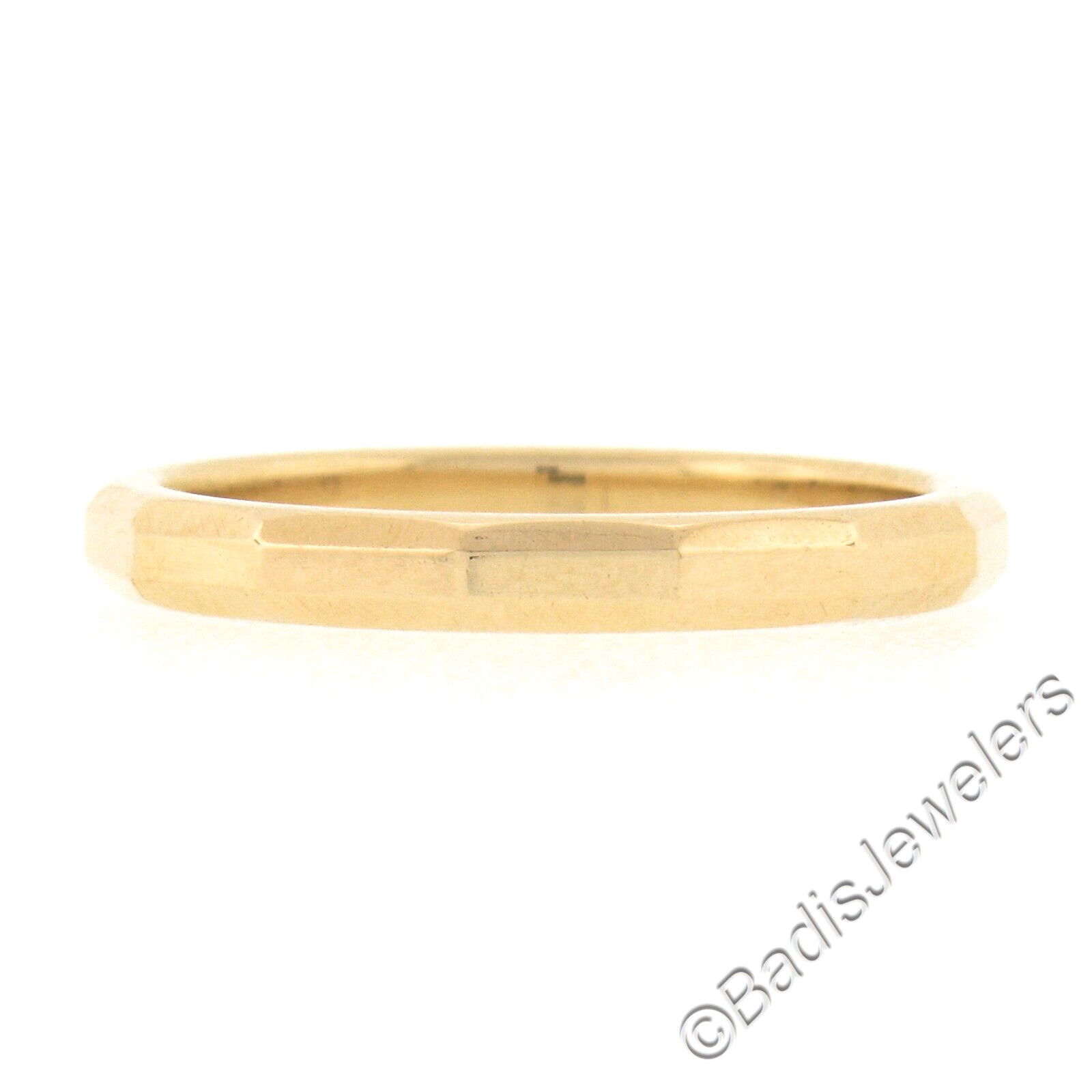 Antique 14k Yellow Gold 2.5mm Polished Faceted Eternity Stack Wedding Band Ring