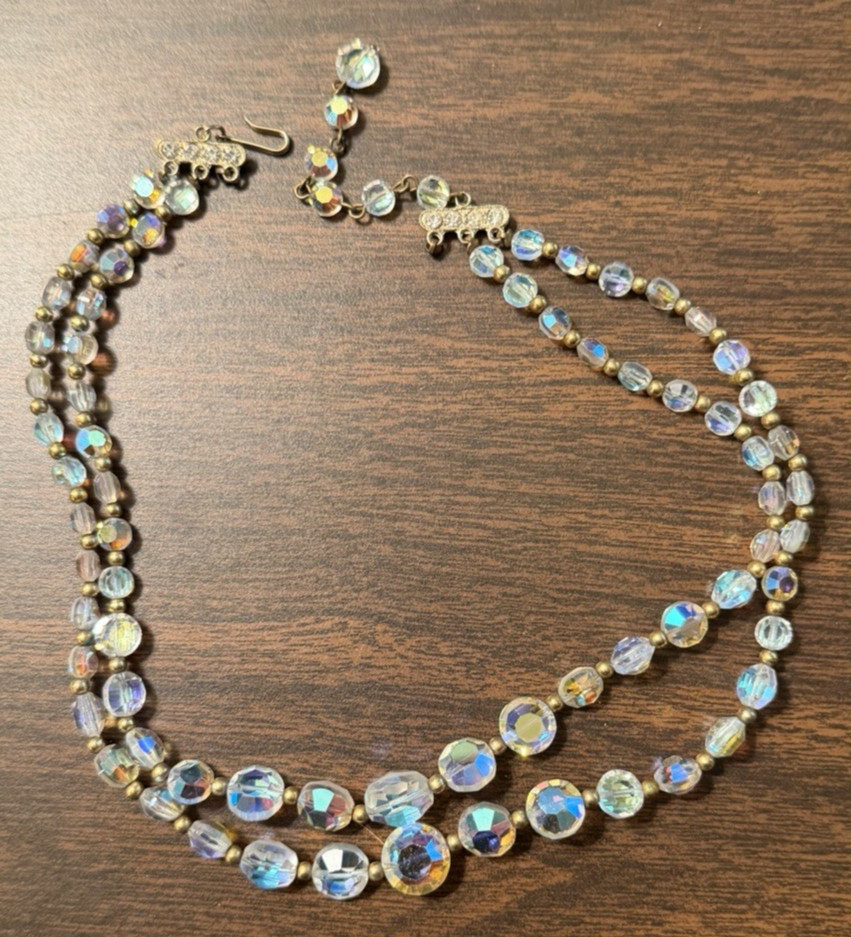 vintage art deco glass bead necklace 16.5 in