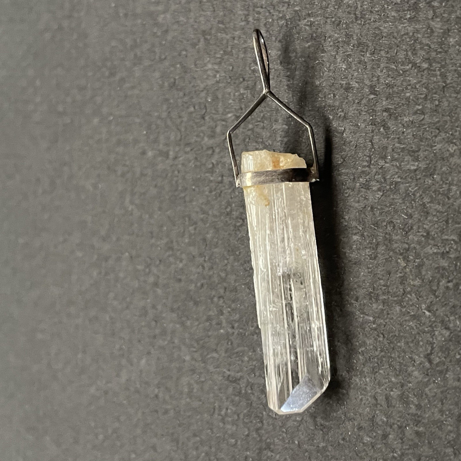 Vintage Rock Crystal Point Silver Necklace Pendant Healing Mystical Boho Hippie