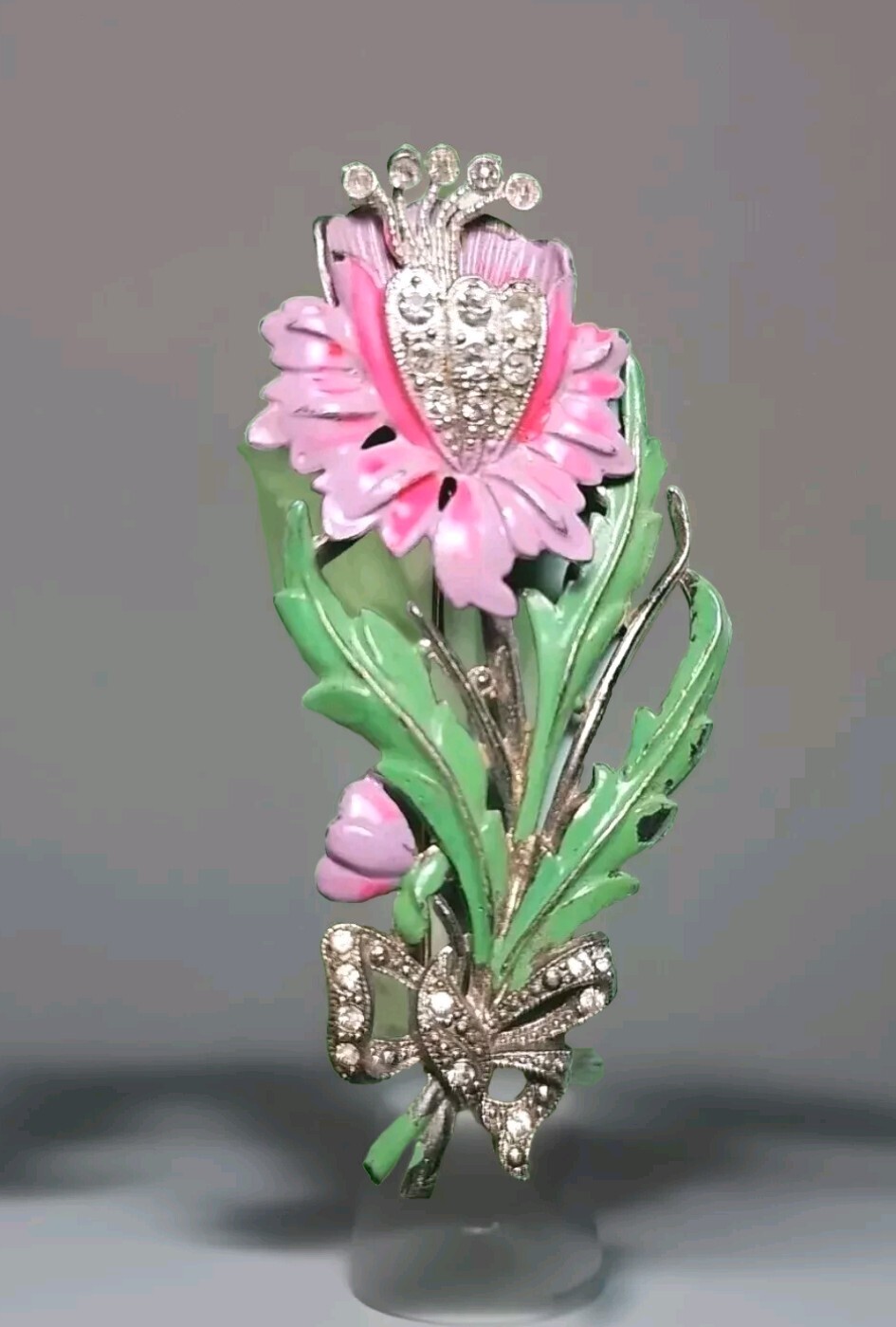Vintage Floral 1930s Pot Metal Brooch Enamel New England Glassworks