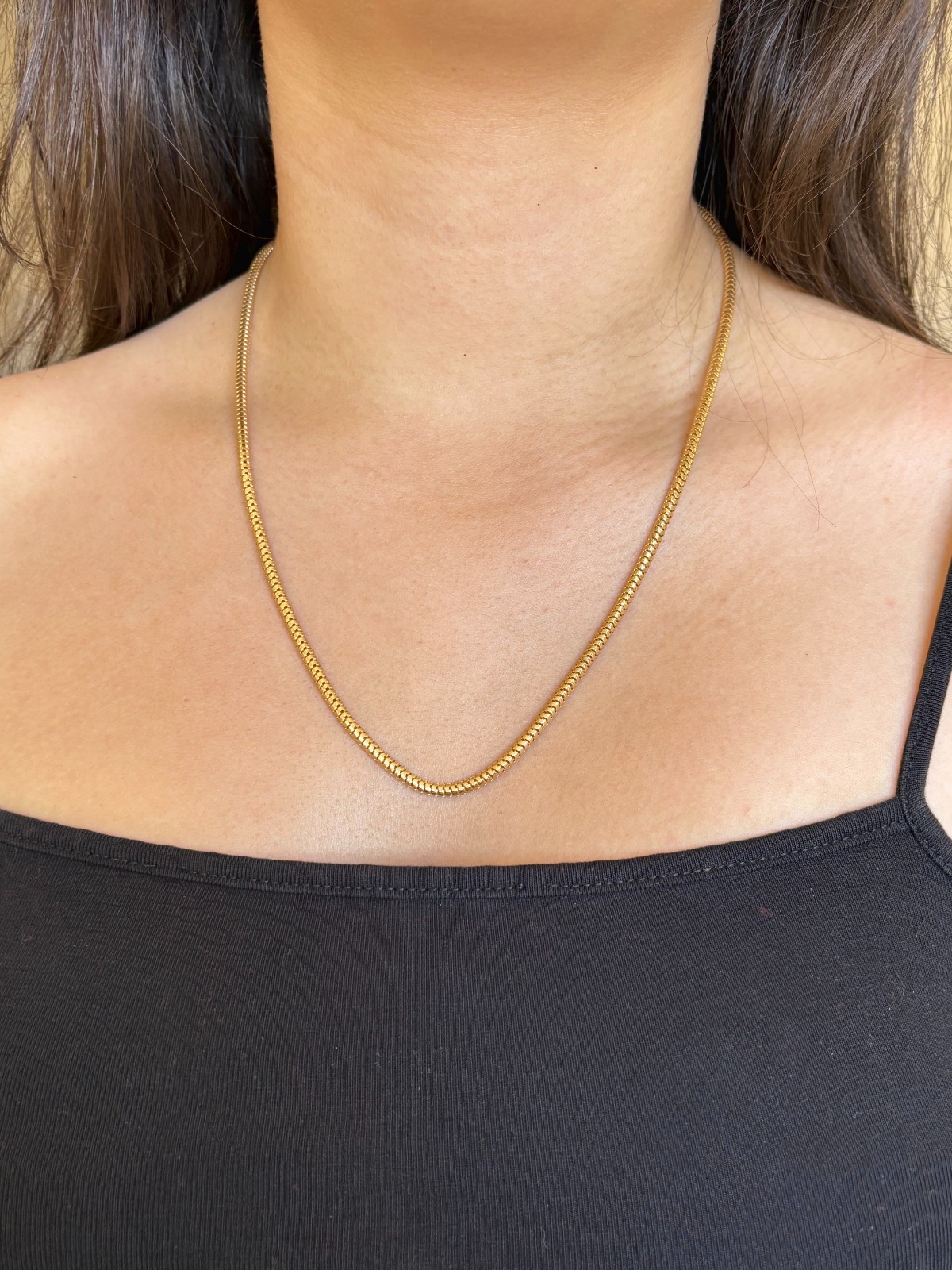 Estate Italian UnoAerre 18K Yellow Gold 21.25″ 3mm Snake Chain Necklace | 17.5g