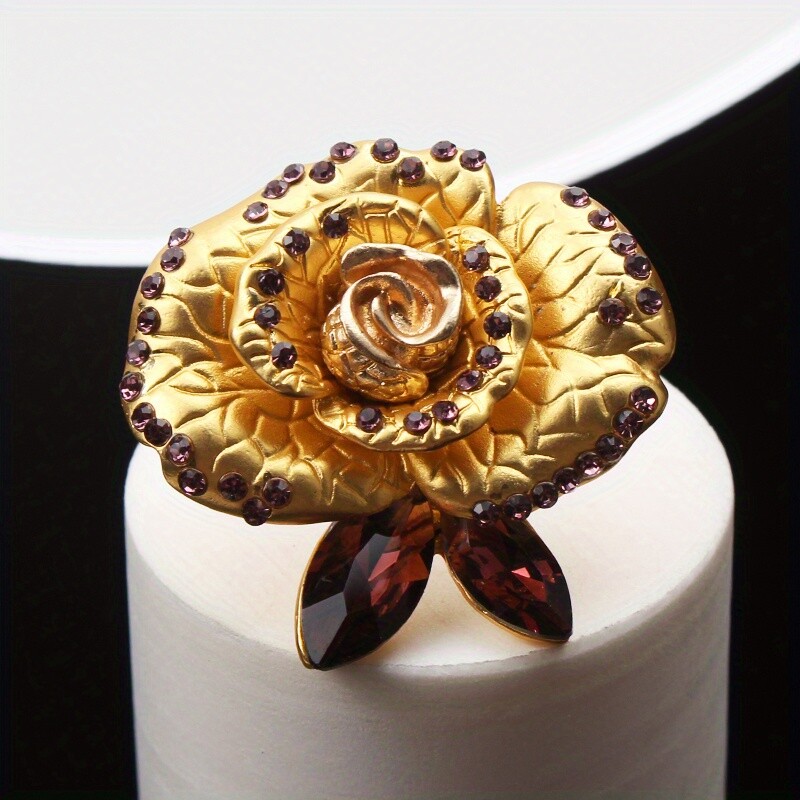 Fashionable Vintage Sophisticated Elegant Enamel Rose Brooch Jewelry Gift