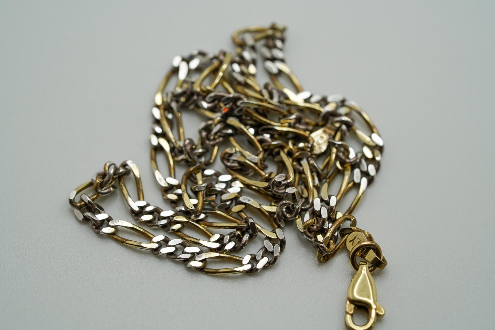 Vintage Gold Over Sterling Silver Figaro Necklace 18” X 3mm JB11