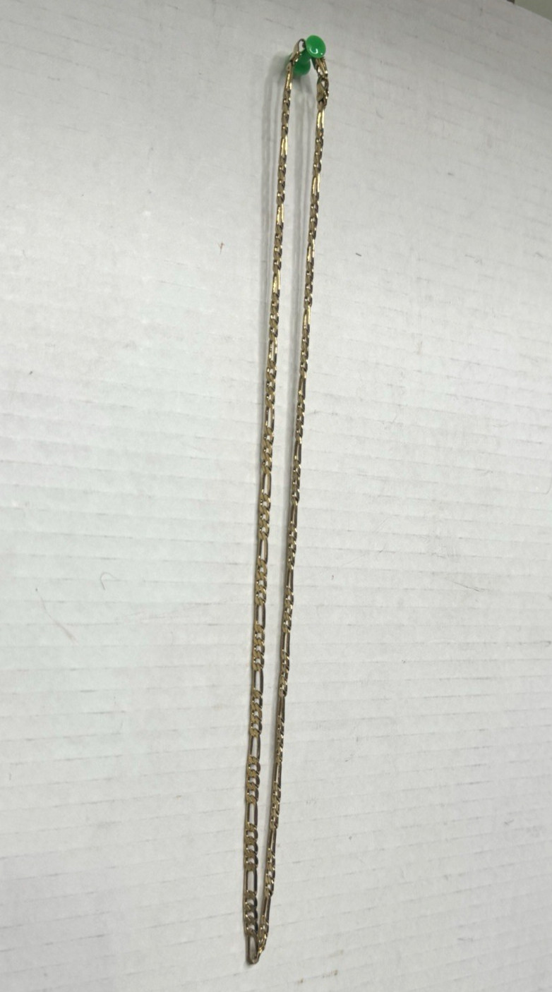 Bright Gold tone Figaro Link Chain Necklace Stamped / Marked JH 23 1/2″L