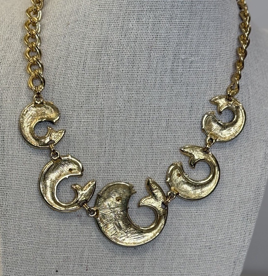 Vintage Gemcraft Koi Fish Necklace & Earring set. Very HTF, Exellent Condition