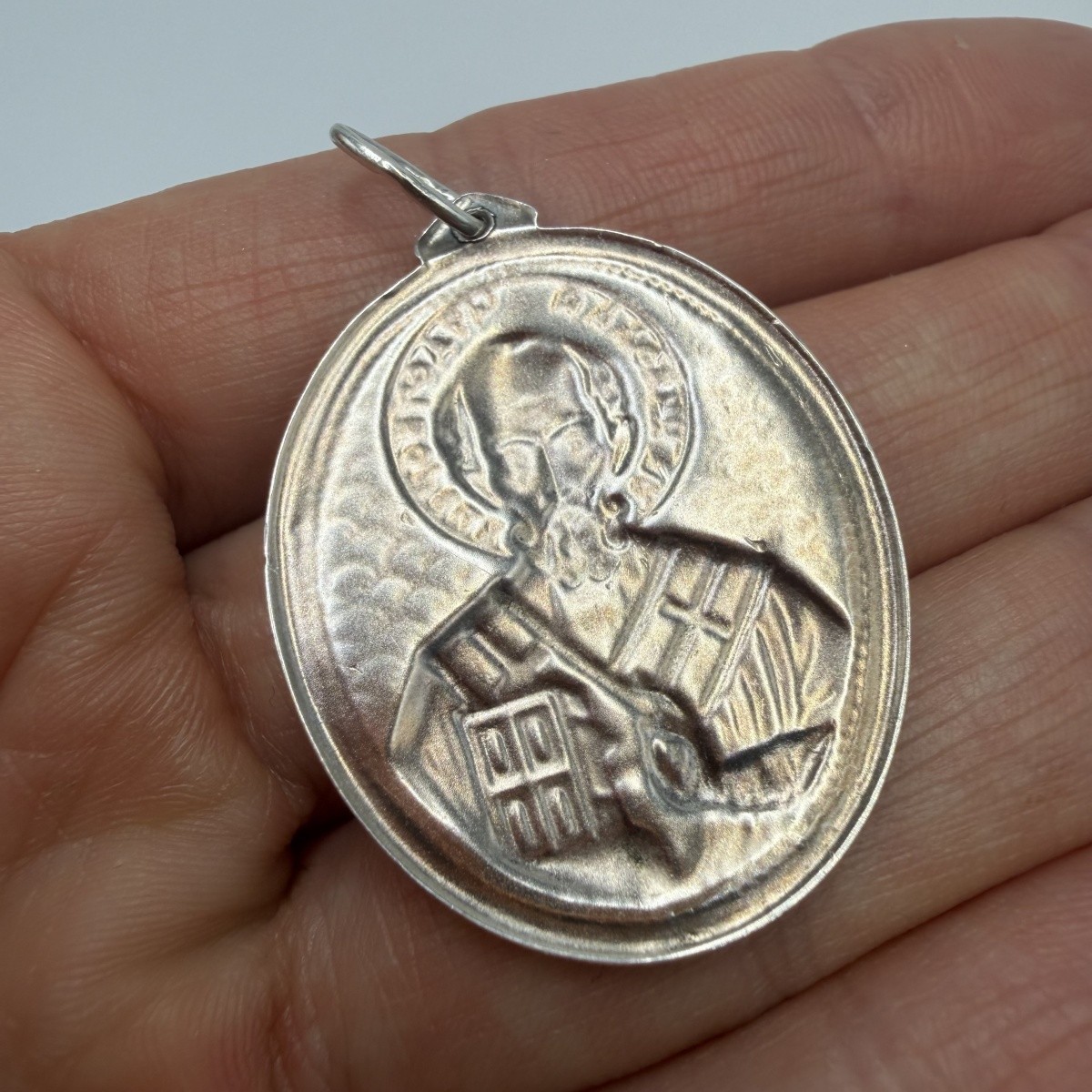 Vintage Pendant Icon Saint Nicholas the Wonderworker Sterling Silver 925 Jewelry
