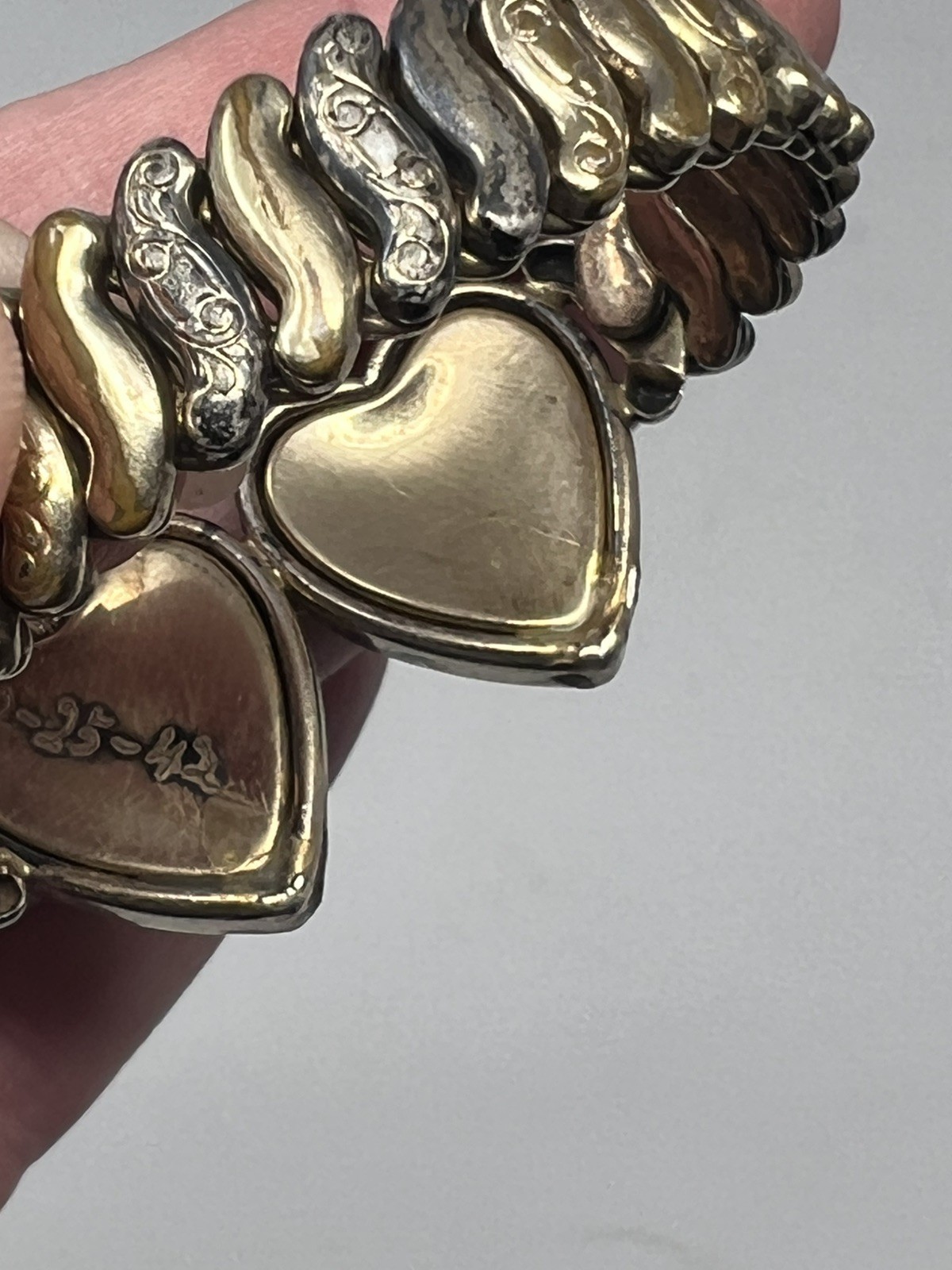 🔥Rare! Vtg WWII double Sweetheart Expansion Bracelet Co-Star Sterling Base