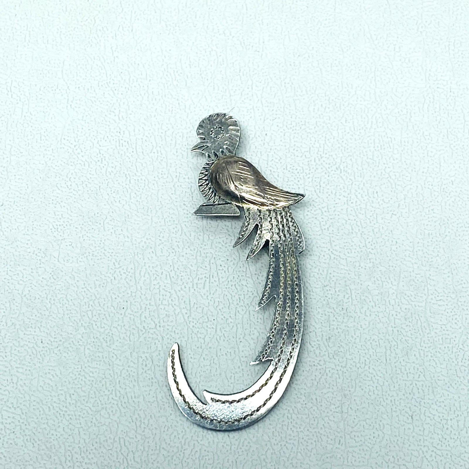 Vtg Jewelry Silver Guatemala Bird Paradise Brooch Pin Gold Wash Wing Unmarked