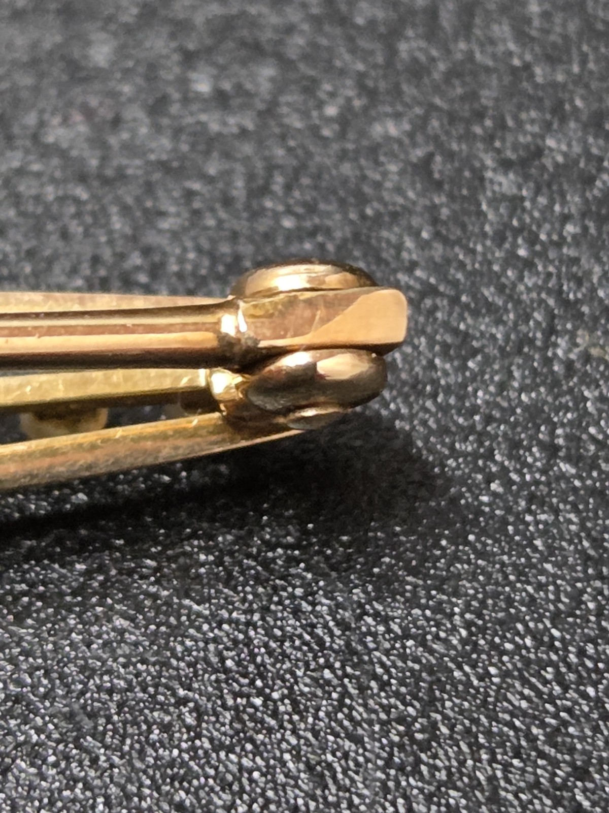14K Yellow Gold Edwardian Topaz Pearl 2-1/4″ Bar Pin 3.3g Vintage
