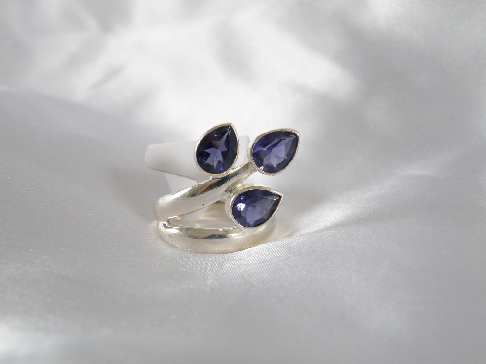 Chunky Sterling Silver 925 Bold Iolite Wrap Band Ring Size 8