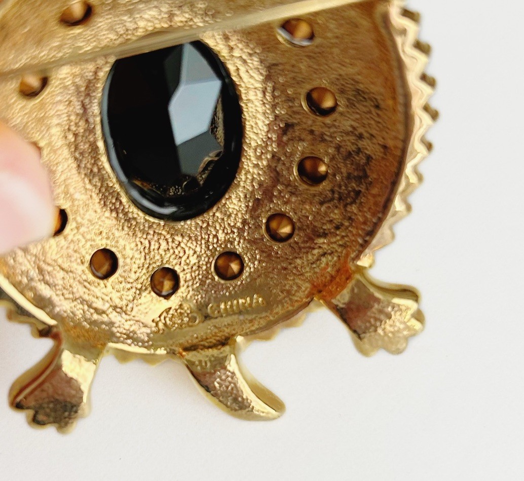 HSN Princess Amanda Borghese LARGE Rhinestone Turtle Brooch Pin Pendant