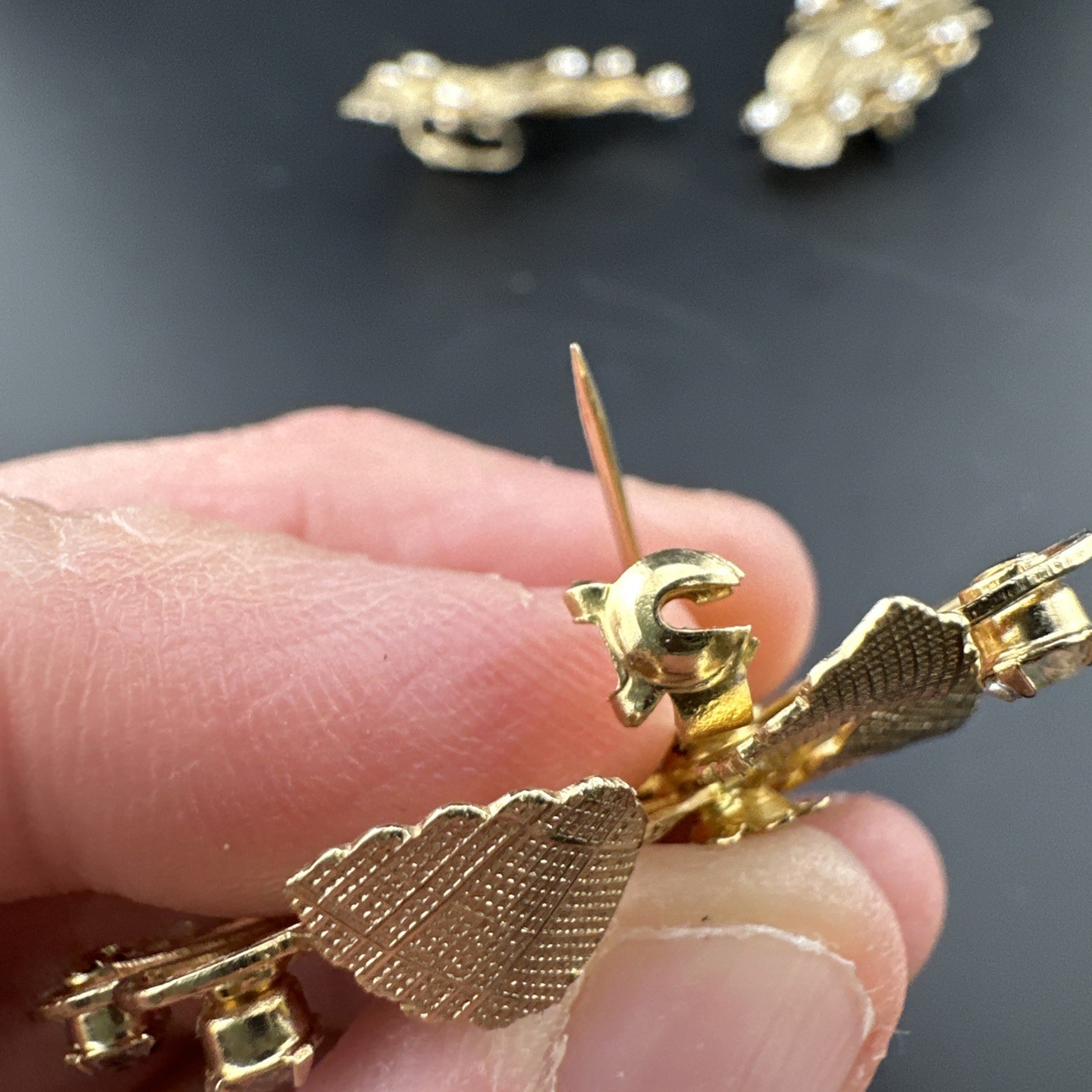 Very Pretty Vintage 1950s Rhinestone Flower Earrings And Brooch Set