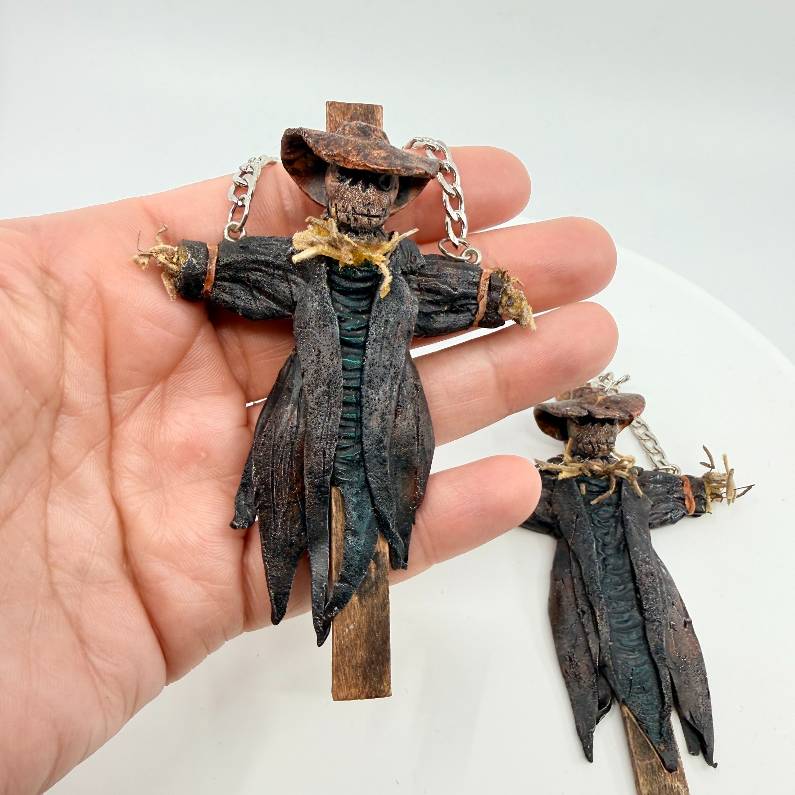 VTG Gothic Horror Scarecrow Dangle Earring Creepy Halloween Skull Cosplay Oddity