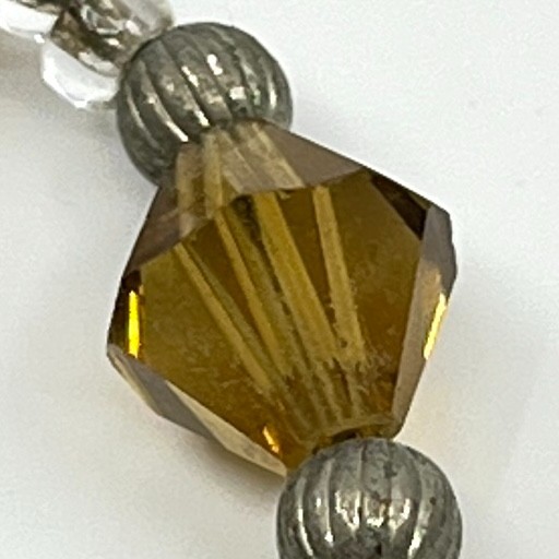 Vintage Amber Tone Crystal Beaded Necklace with AB Iridescent Accents Toggle