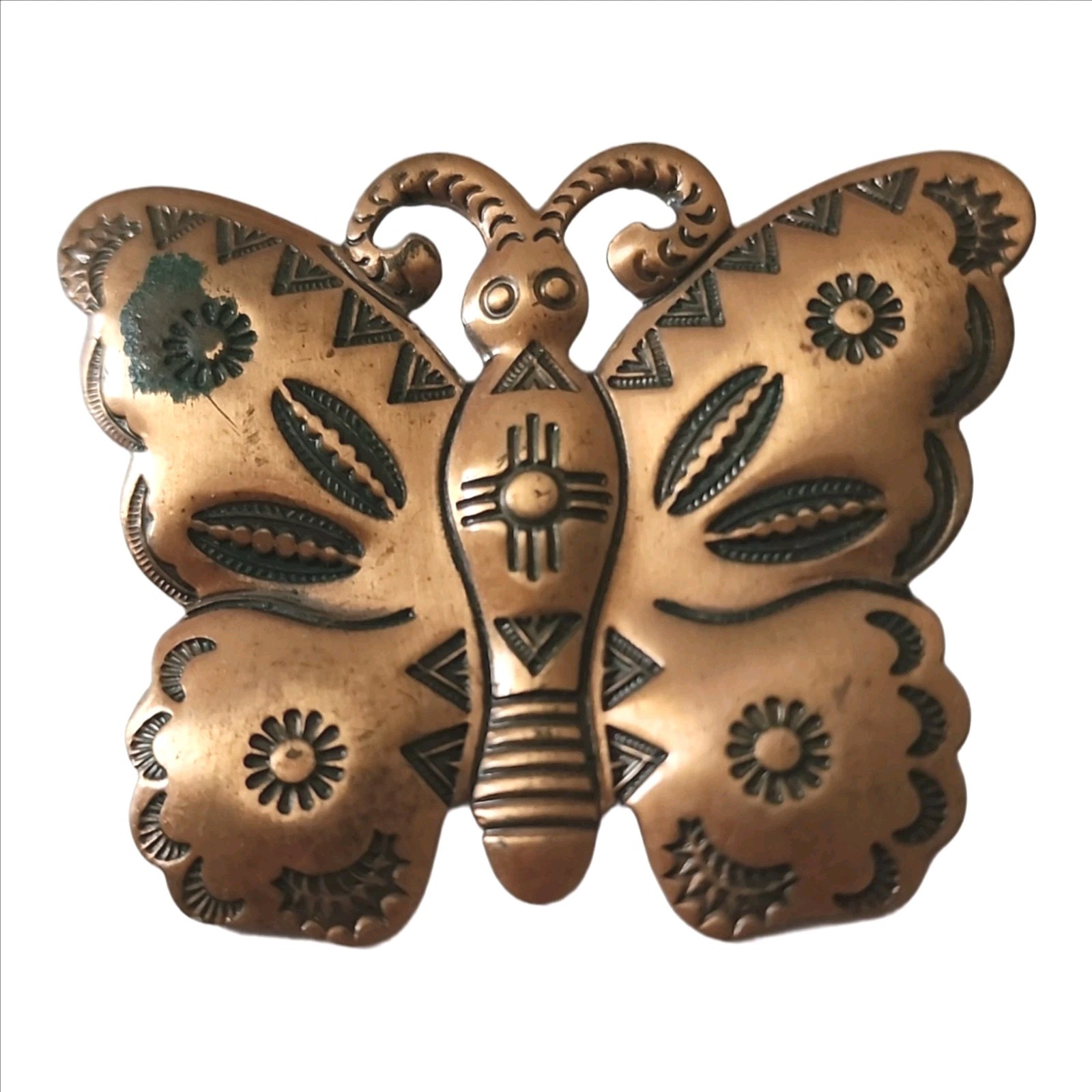 Vintage 1940 Post Native American Western Copper Butterfly Brooch