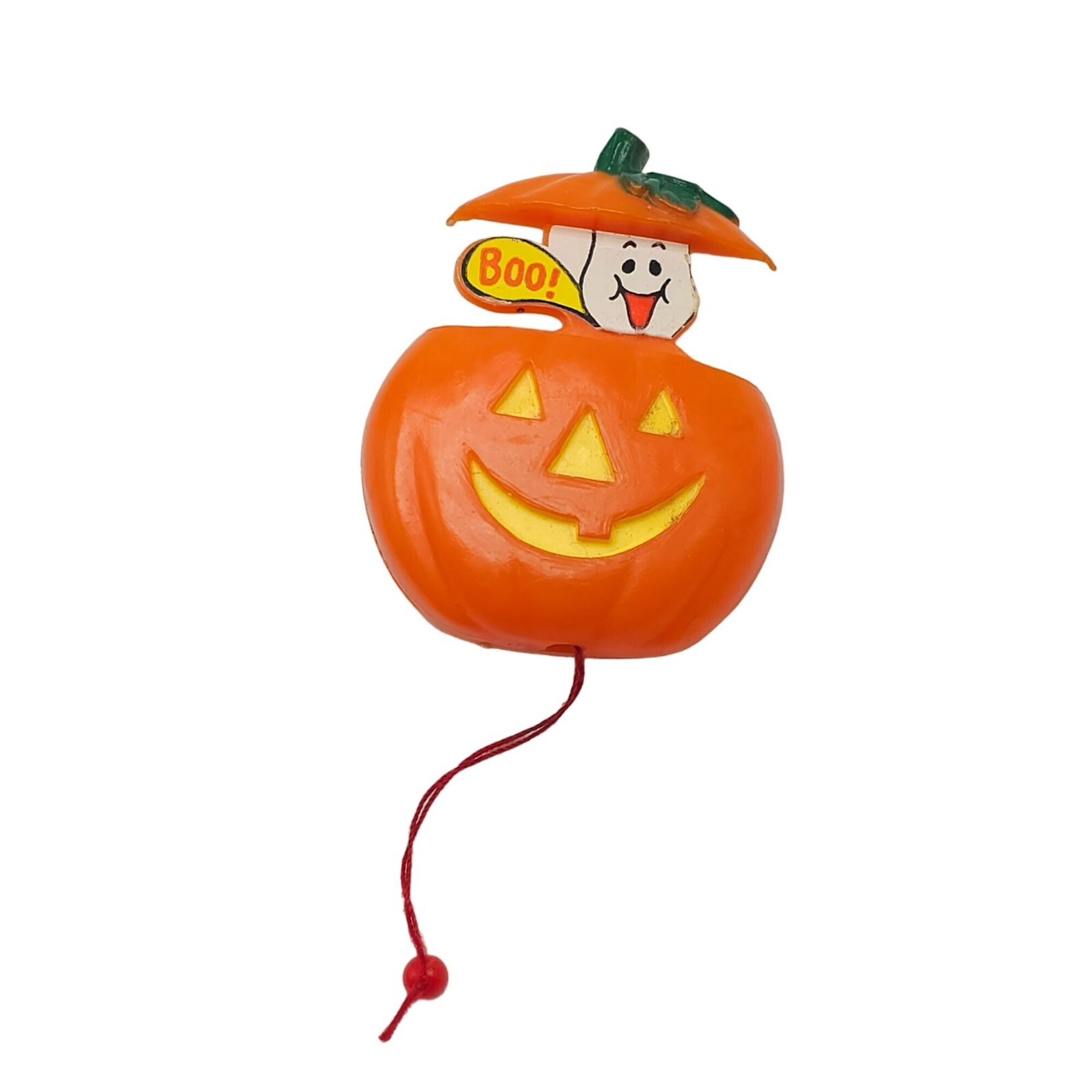 Fun World PIN Halloween Vintage PULL STRING PUMPKIN Pop Up GHOST Boo 1980s