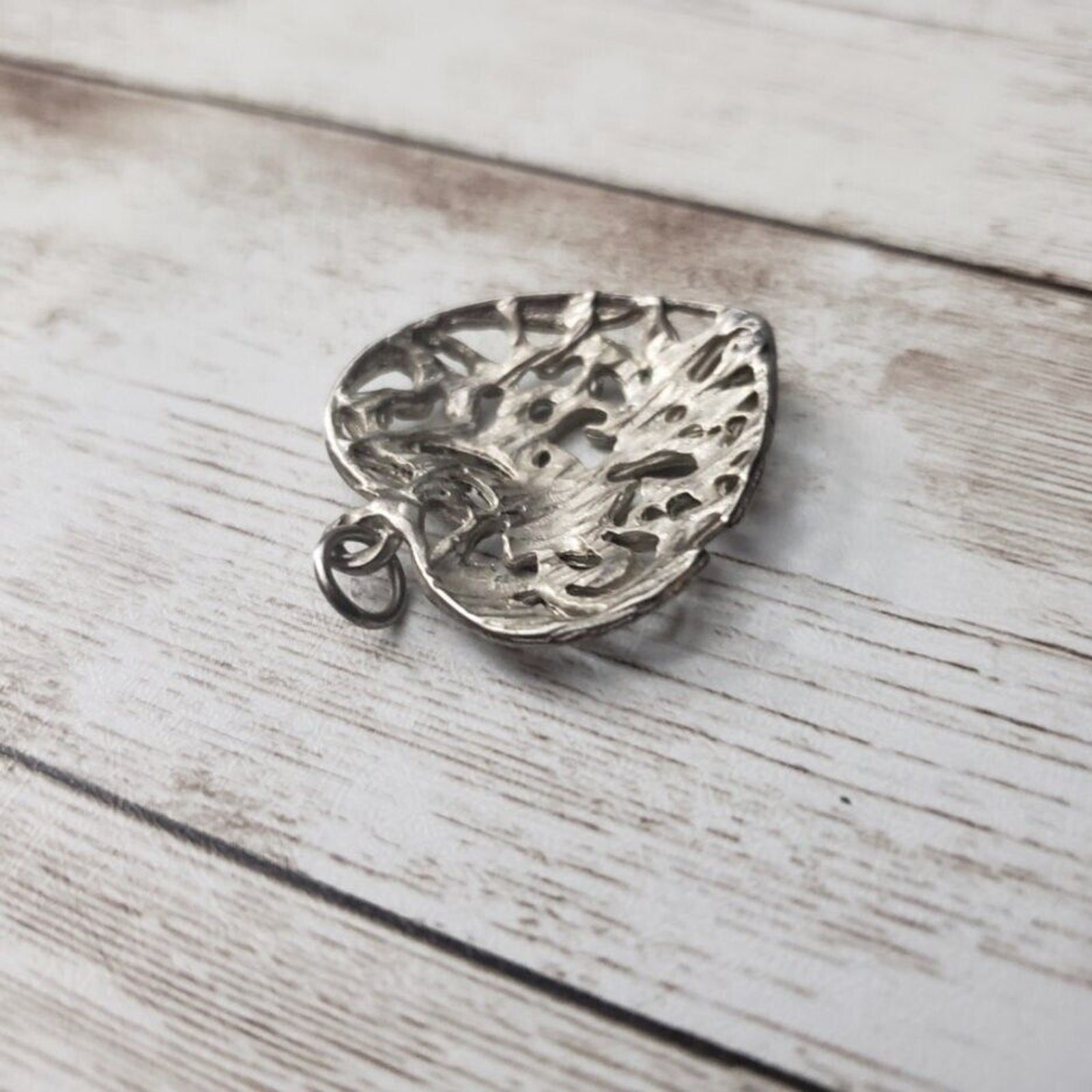 Vintage Pendant Ornate Dark Silver Tone Heart (No Chain Included)