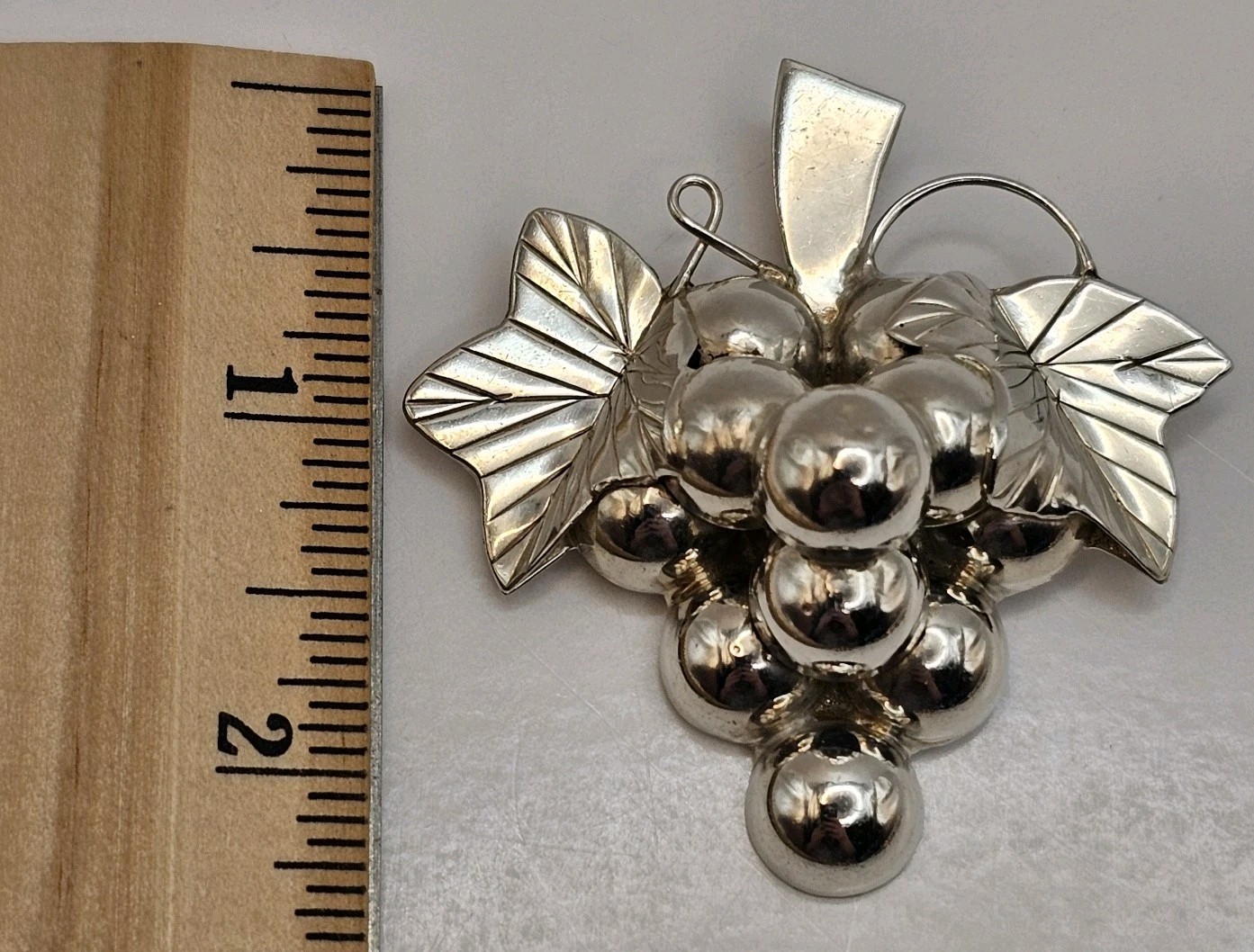 Vintage Mexico Sterling Silver 925 Large Bunch of Grapes Pin Brooch 22g