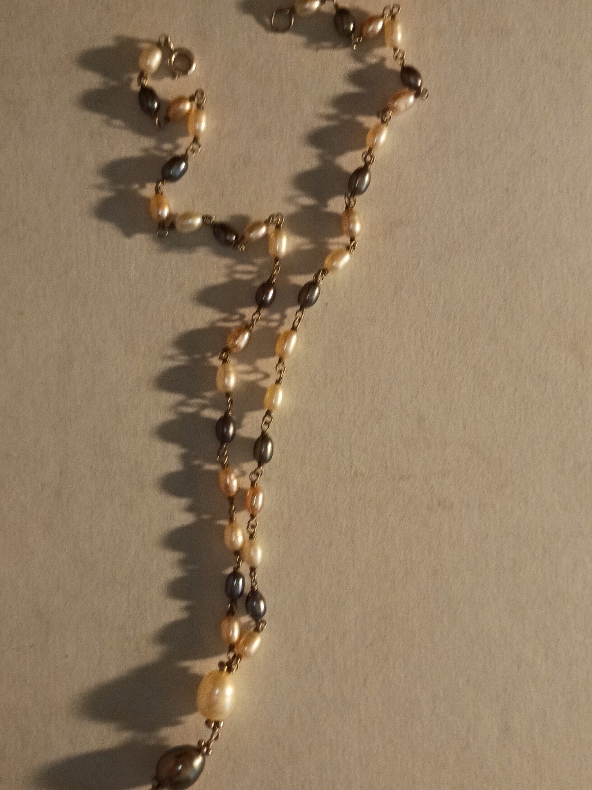 Vintage Freshwater Pearl Necklace 17″ & 18KGP Pearl Ring Size 9 Jewelry Lot