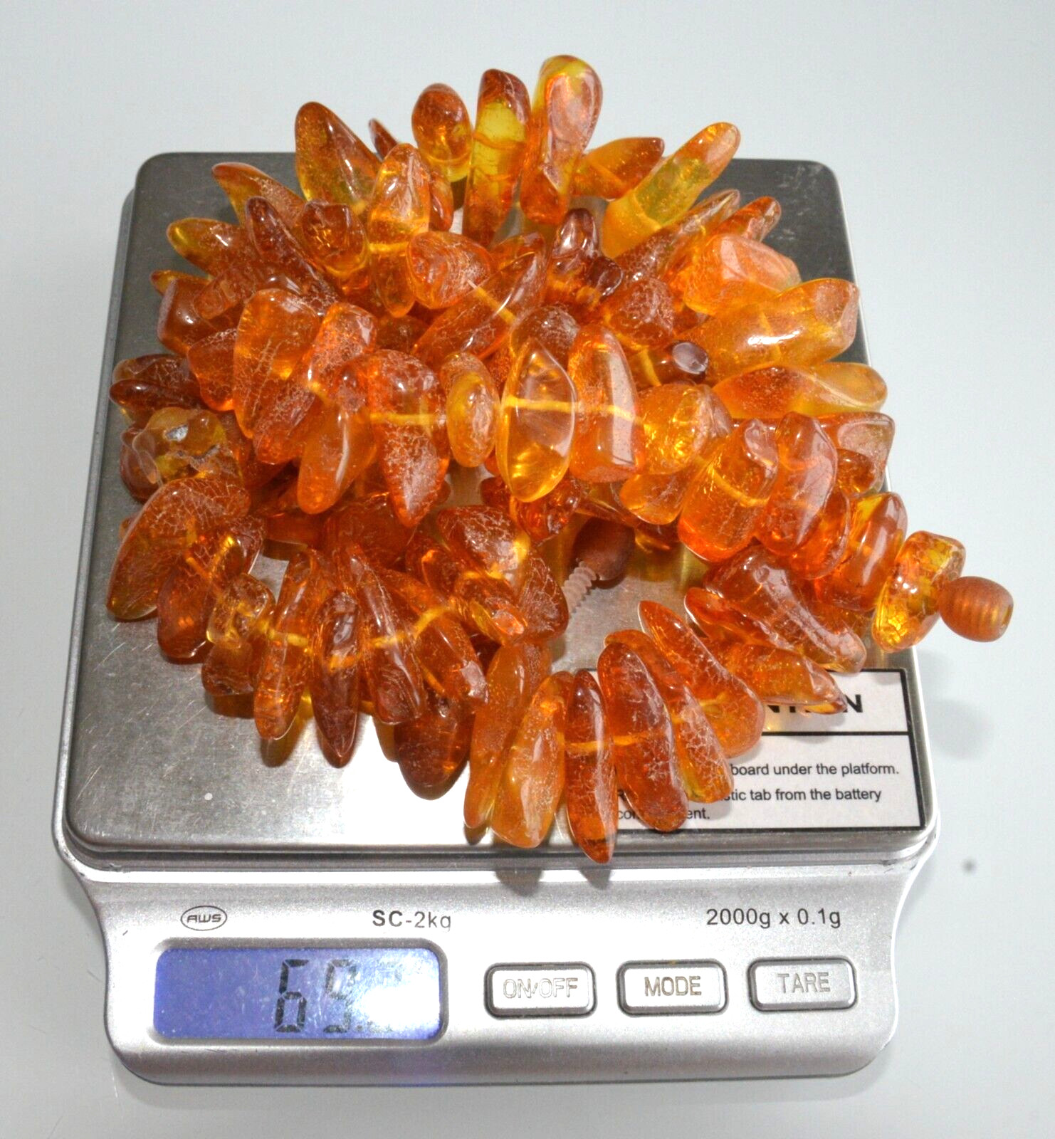 69gr RUSSIAN SOVIET BALTIC AMBER BEAD NECKLACE 琥珀 BRACELET STONE PENDANT EARRING