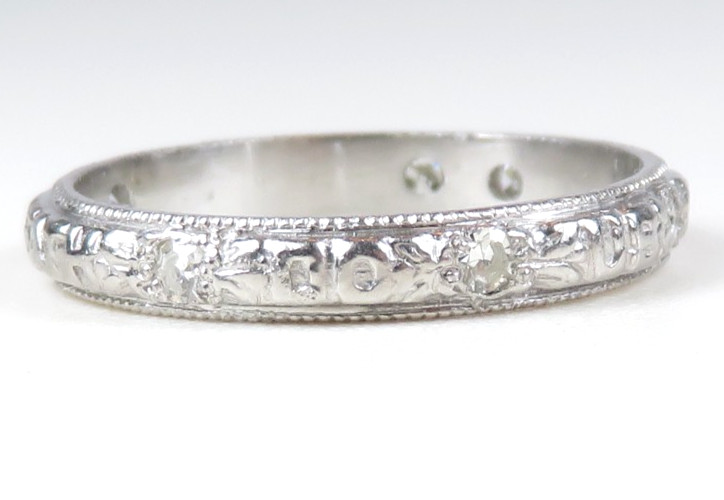 Rare Antique Platinum Diamond Vow Ring “Until Death Do Us Part” Size 5.5 UK-K1/2
