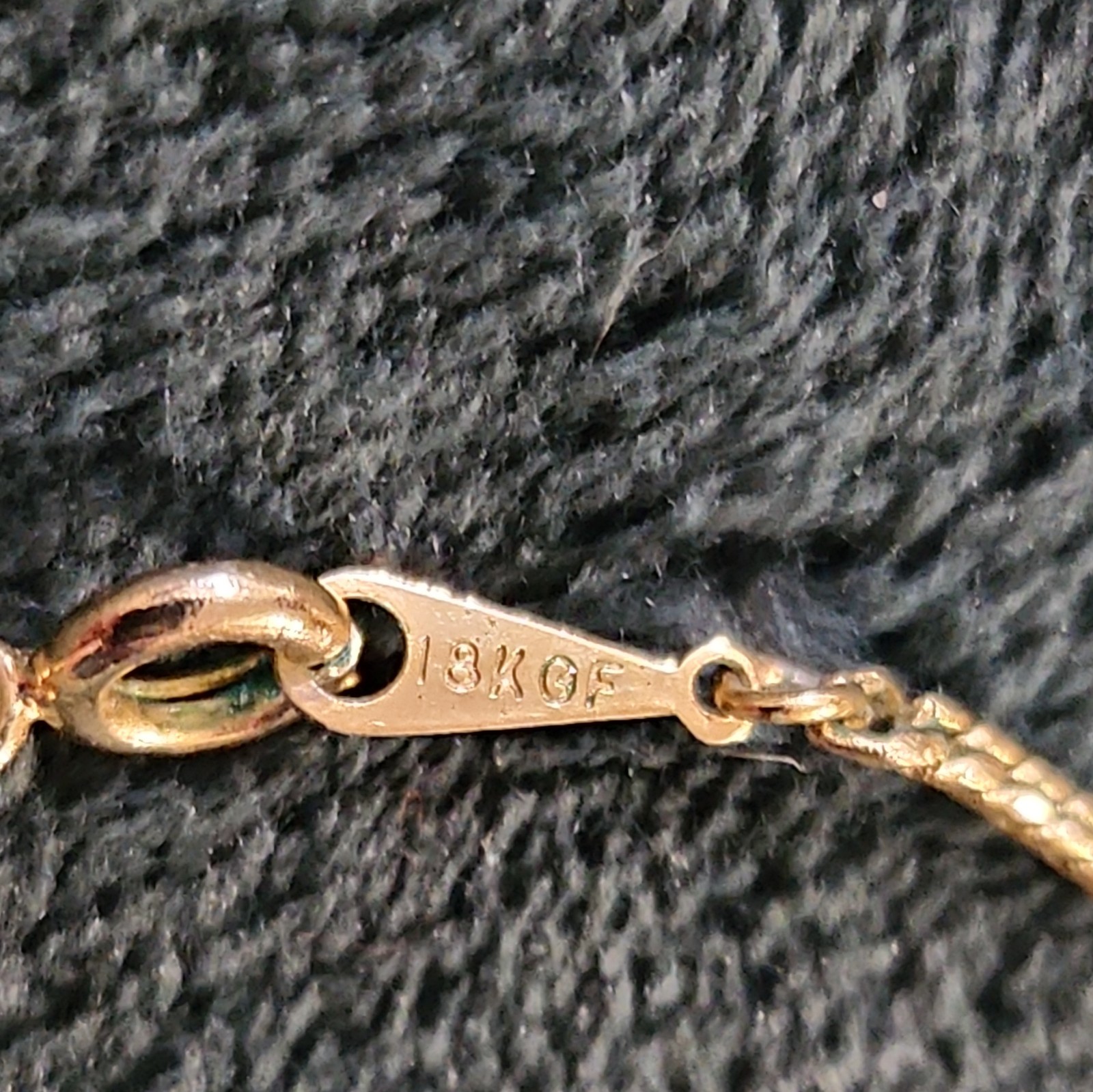 18K Gold Filled Chain Necklace Lobster Clasp Signed No Stone