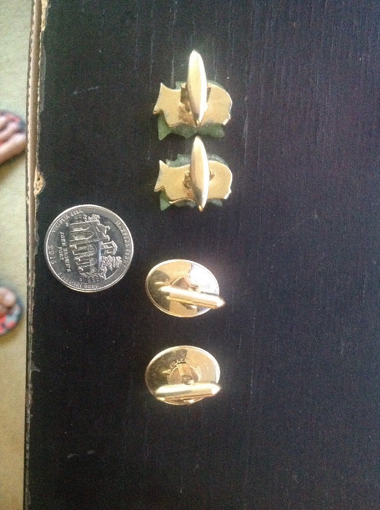 Set Of 2 Pairs Of Roman Legions Gold Cufflinks (jade And Tiger’s Eye)