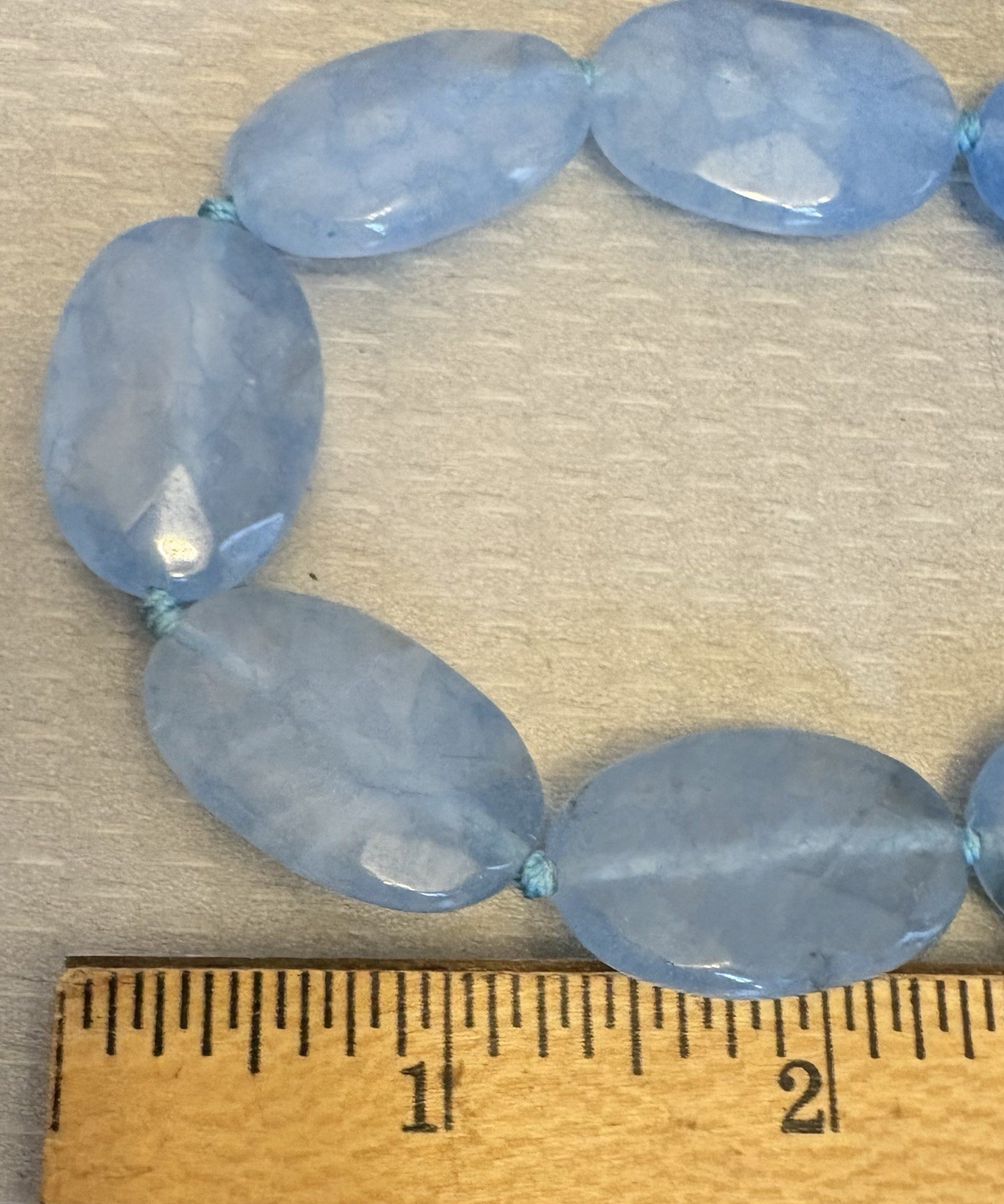 Chalcedony Necklace Natural Blue Quartz Agate Faceted Beads 20″ Chunky Strand