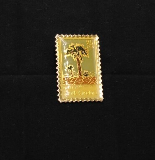 Jonathan Grey South Carolina May 23 1788 Statehood Gold Tone Metal Stamp Pin