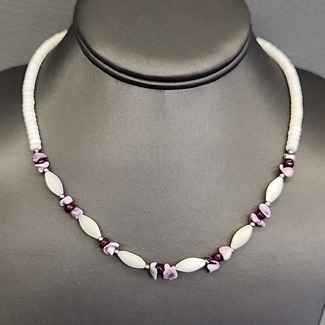 Vintage Beaded Necklace Lot of 2 MOP Faux Pearl Twist 17-18″