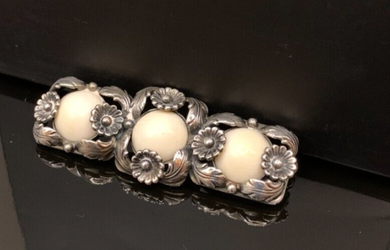 N.E. Niels Erik From Denmark Vintage MCM Sterling Silver Brooch Pin Flowers J515