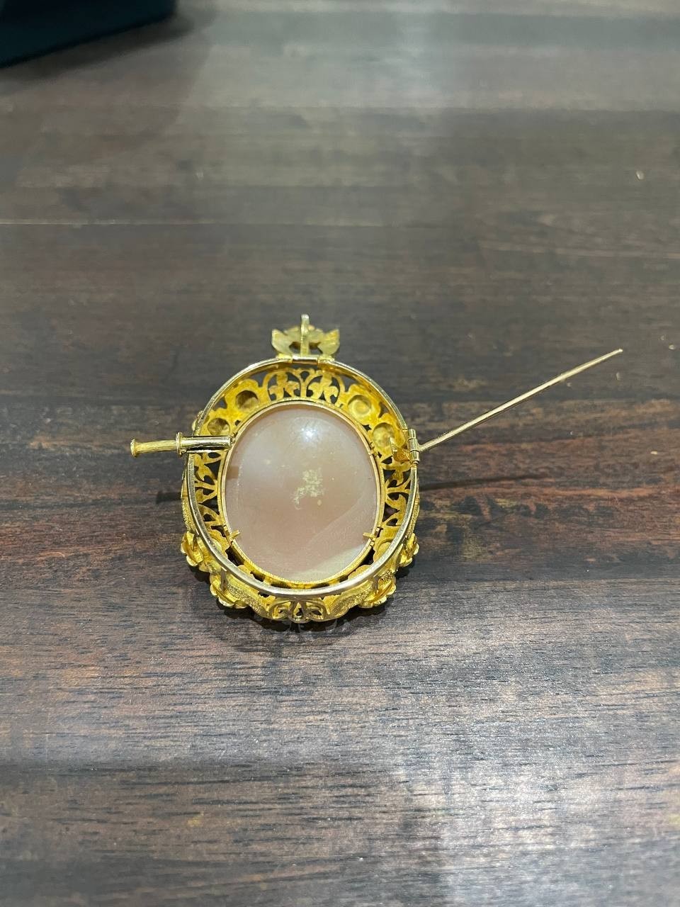 Vintage Cameo Set 14K Yellow Gold Brooch/Pendant & Carved Rose Ring 6.5 size
