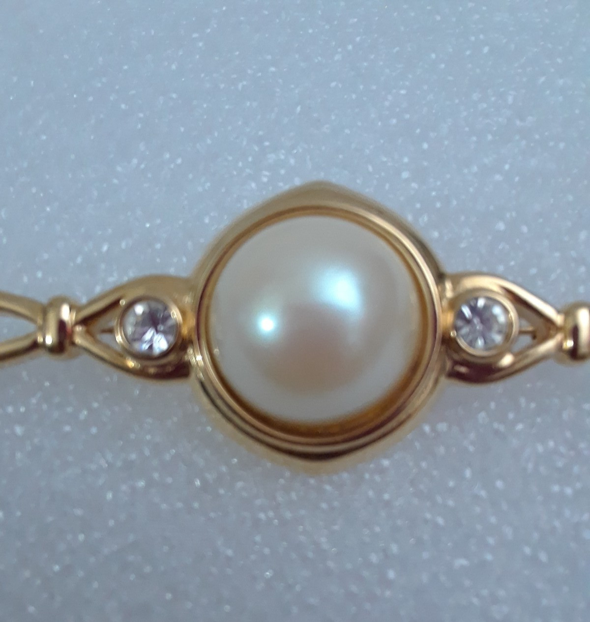 Monet Gold Tone Large Faux Pearl Bar Pin Brooch 4 in Long