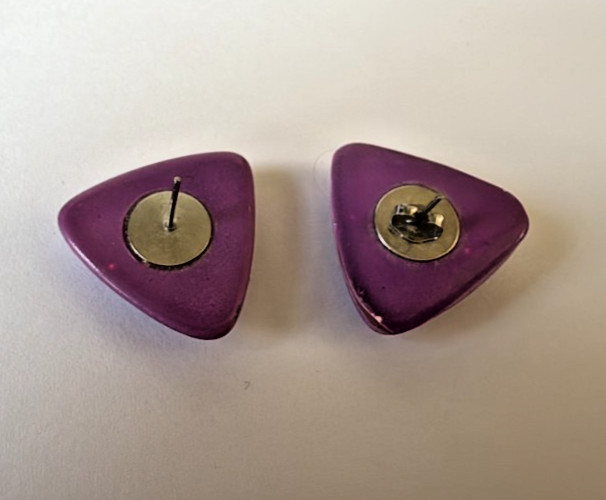 LOT OF 6 VTG PIERCED EARRINGS ACRYLIC RED PURPLE PINK MAUVE