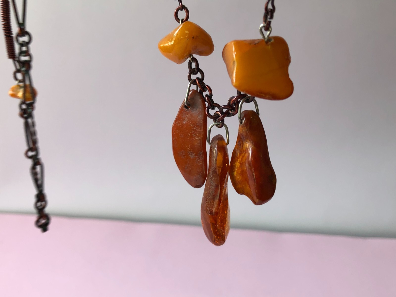 Rare Vintage: Natural Baltic Amber Necklace Beads of different shapes