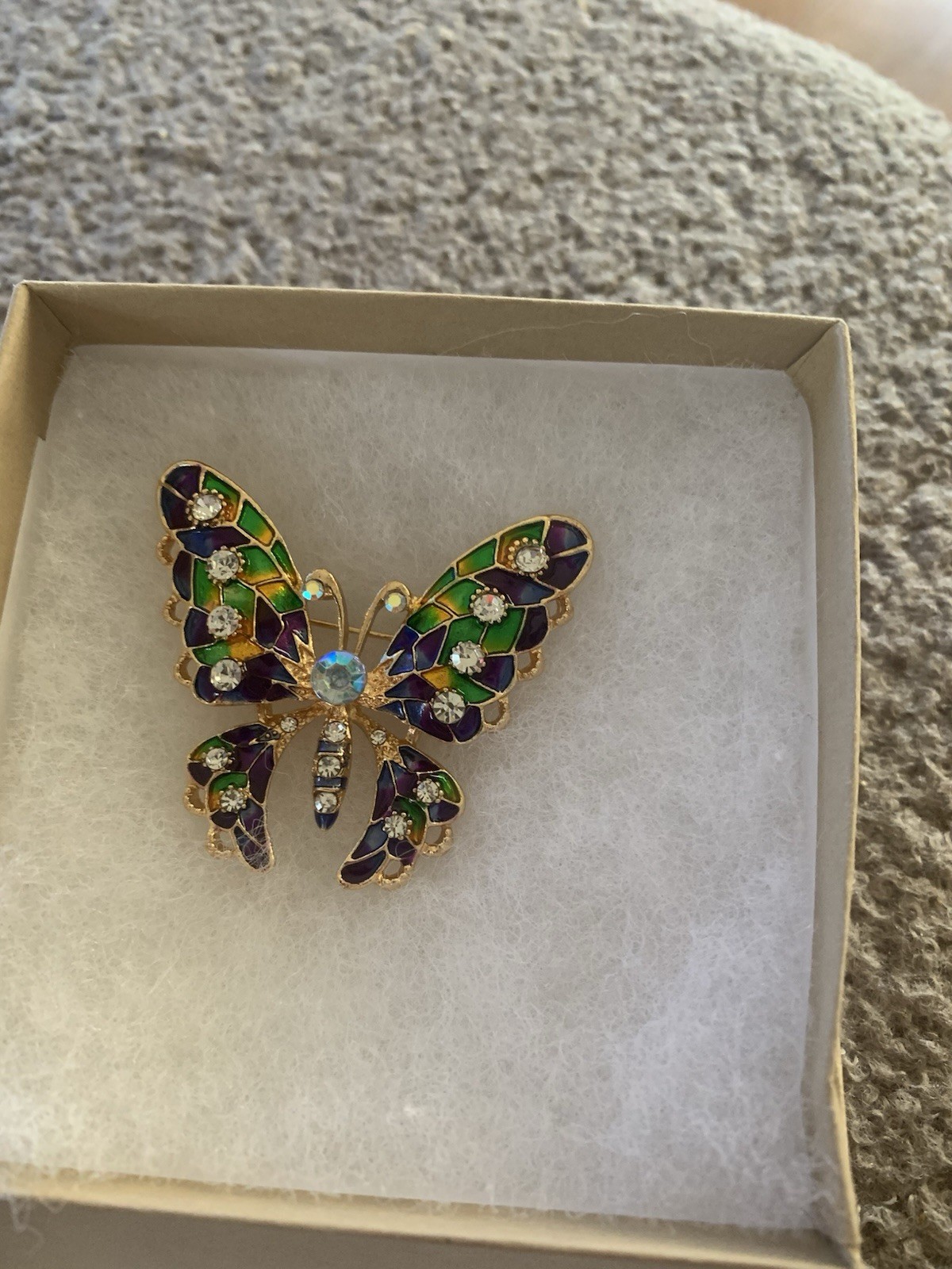 Colorful Diamond Like Inlaid Rhinestones On This Colorful Butterfly Brooch Pin
