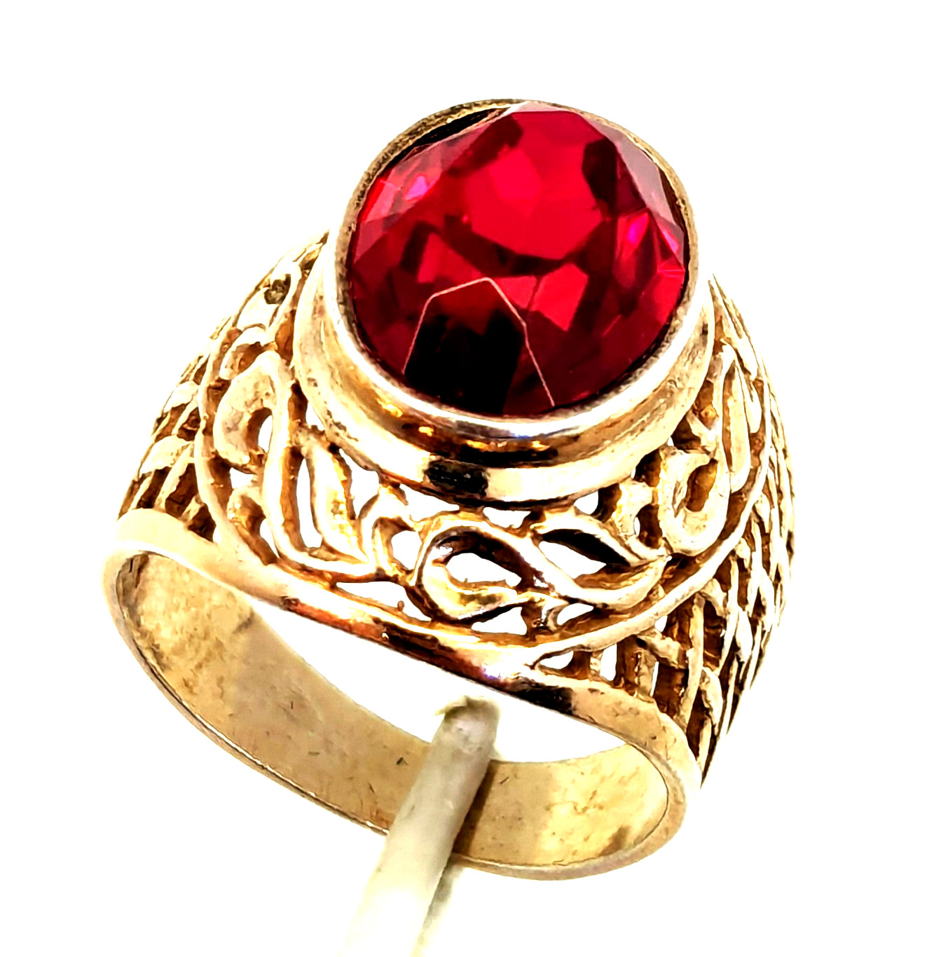 Vintage Soviet RING Silver⭐875 stamp Star USSR with Large Ruby -8US (18.5mm)| #8