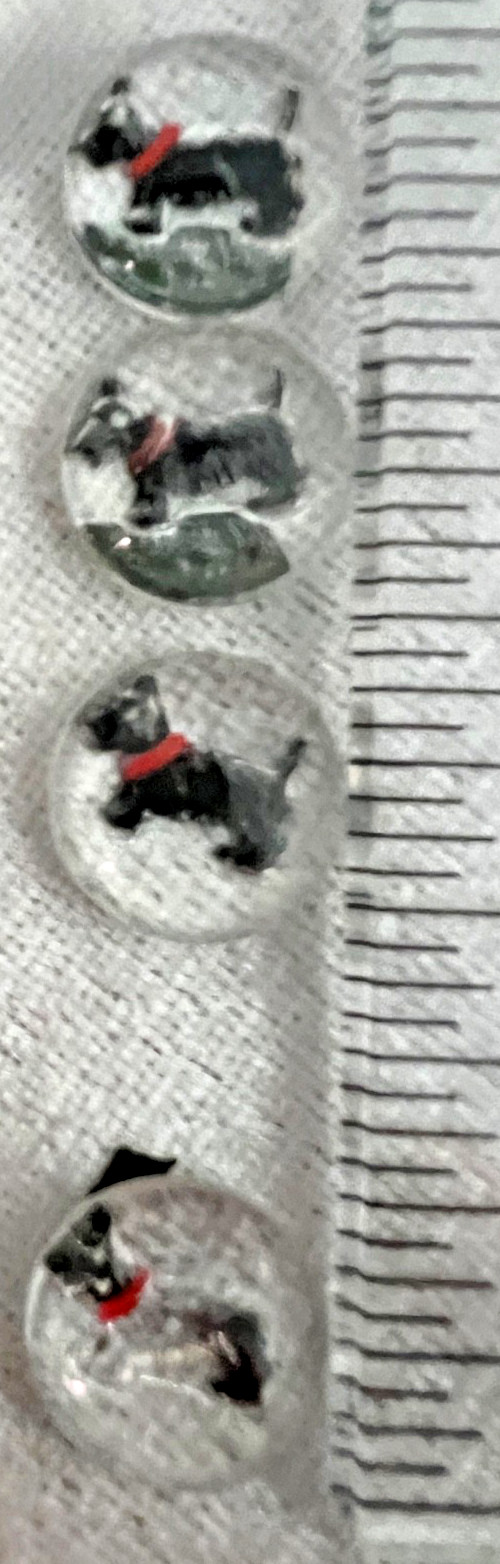 VintageLot of 8 SCOTTIE DOG REVERSE CRYSTAL INTAGLIO GLASS cab ONLY
