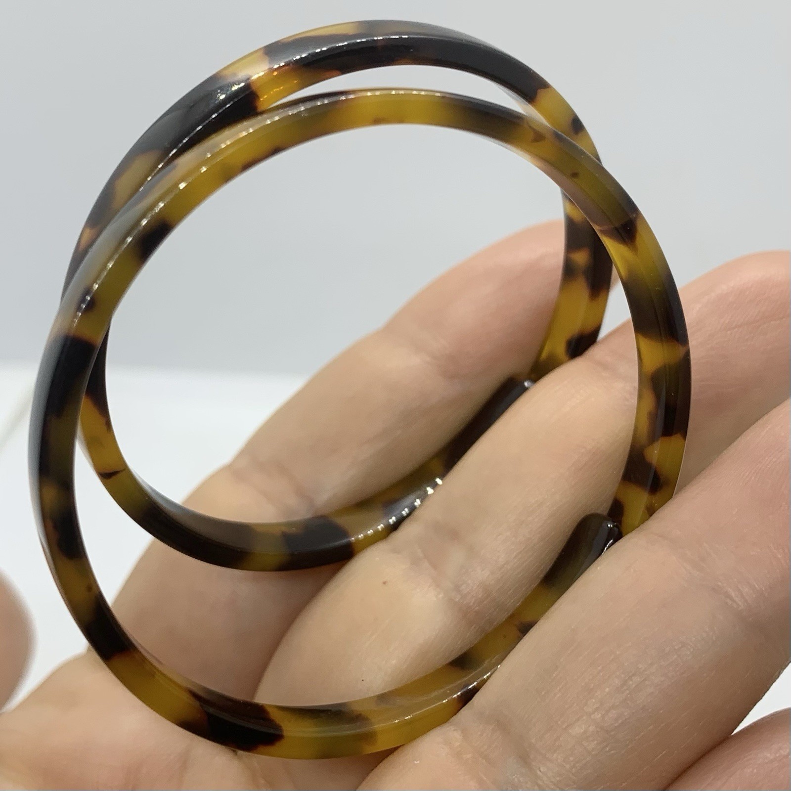 VTG TORTOISE SHELL ACRYLIC STATEMENT ROUND BIG DROP EARRINGS POST