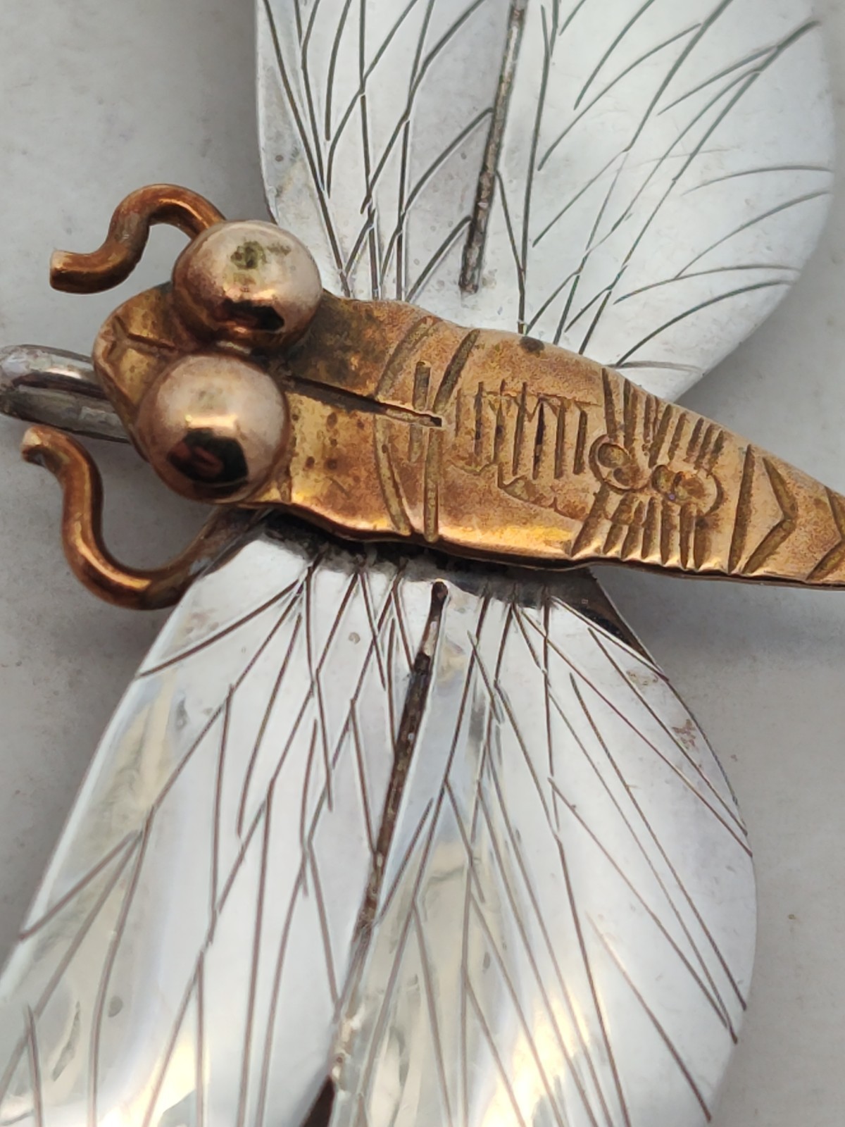 Lot of 2 “Courtney” Sterling Silver Hand Crafted Dragonfly Pins w/ Brass Bodies