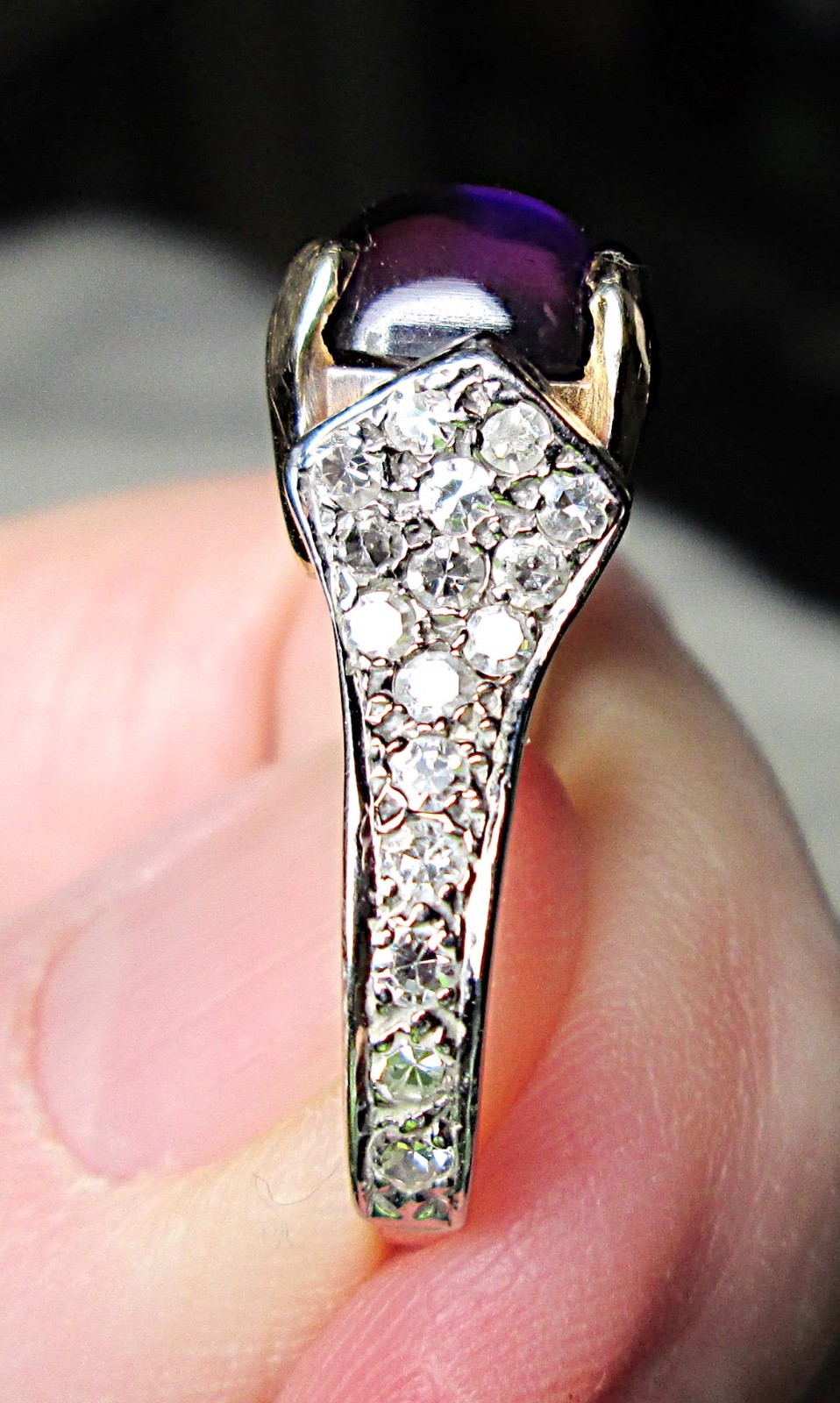 UNIQUE 14K TT GOLD 2+ CT AMETHYST 1.00 CTW DIAMOND RING 6 Grams FEB BIRTHSTONE