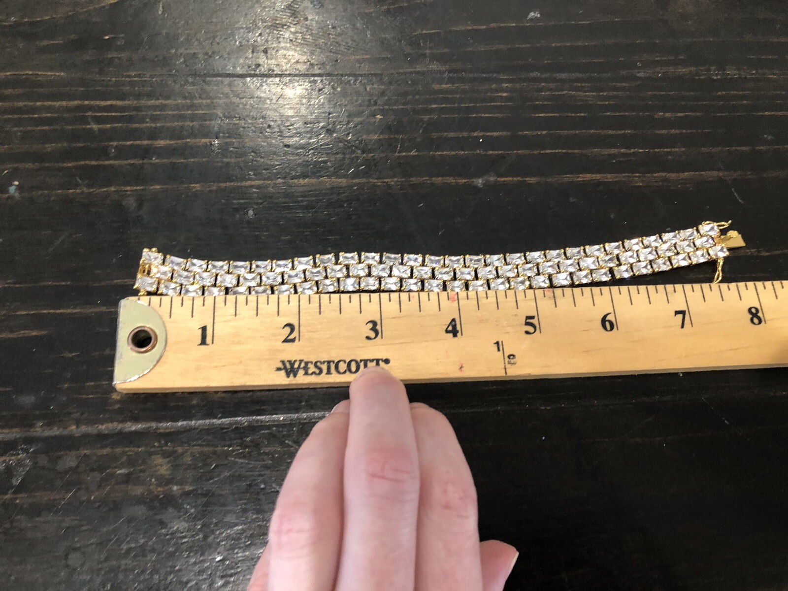 Dee Berkley DBJ Gold Plated Over Sterling Silver Tennis Bracelet CZ 3 Row