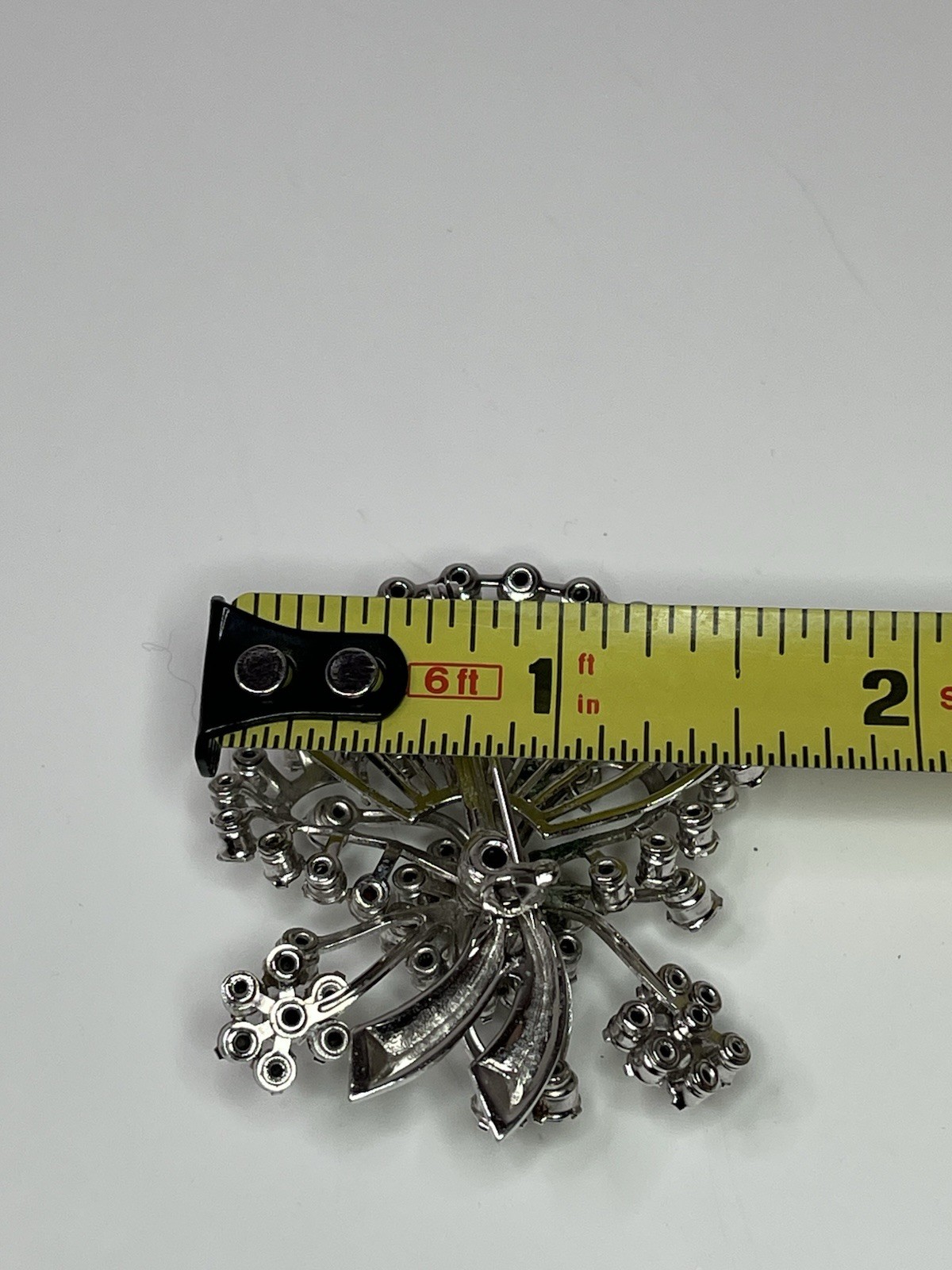 Crystal Rhinestone Stone Floral Bouquet Design Nickle Finish