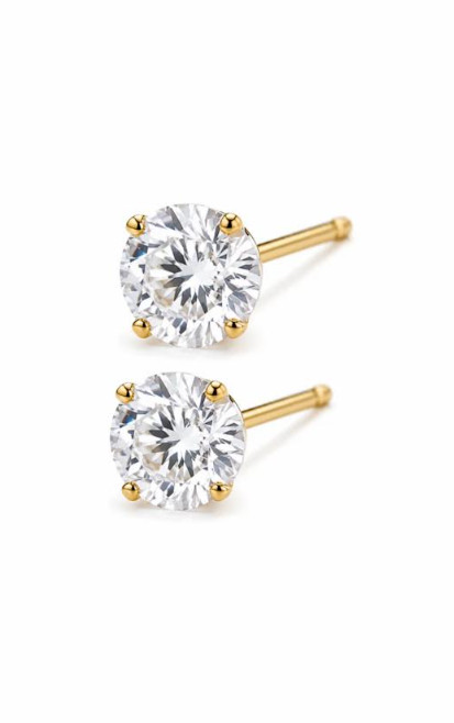 14K AU585 Gold Mini Zircon Stud Earrings Vintage 5mm Pairs