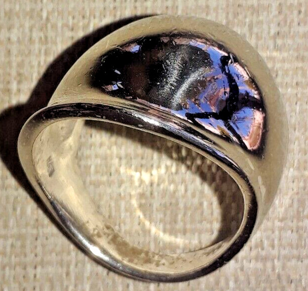 Ham Thai Signed 925 Sterling Silver Vintage Modernist Dome Ring Size 17.5mm