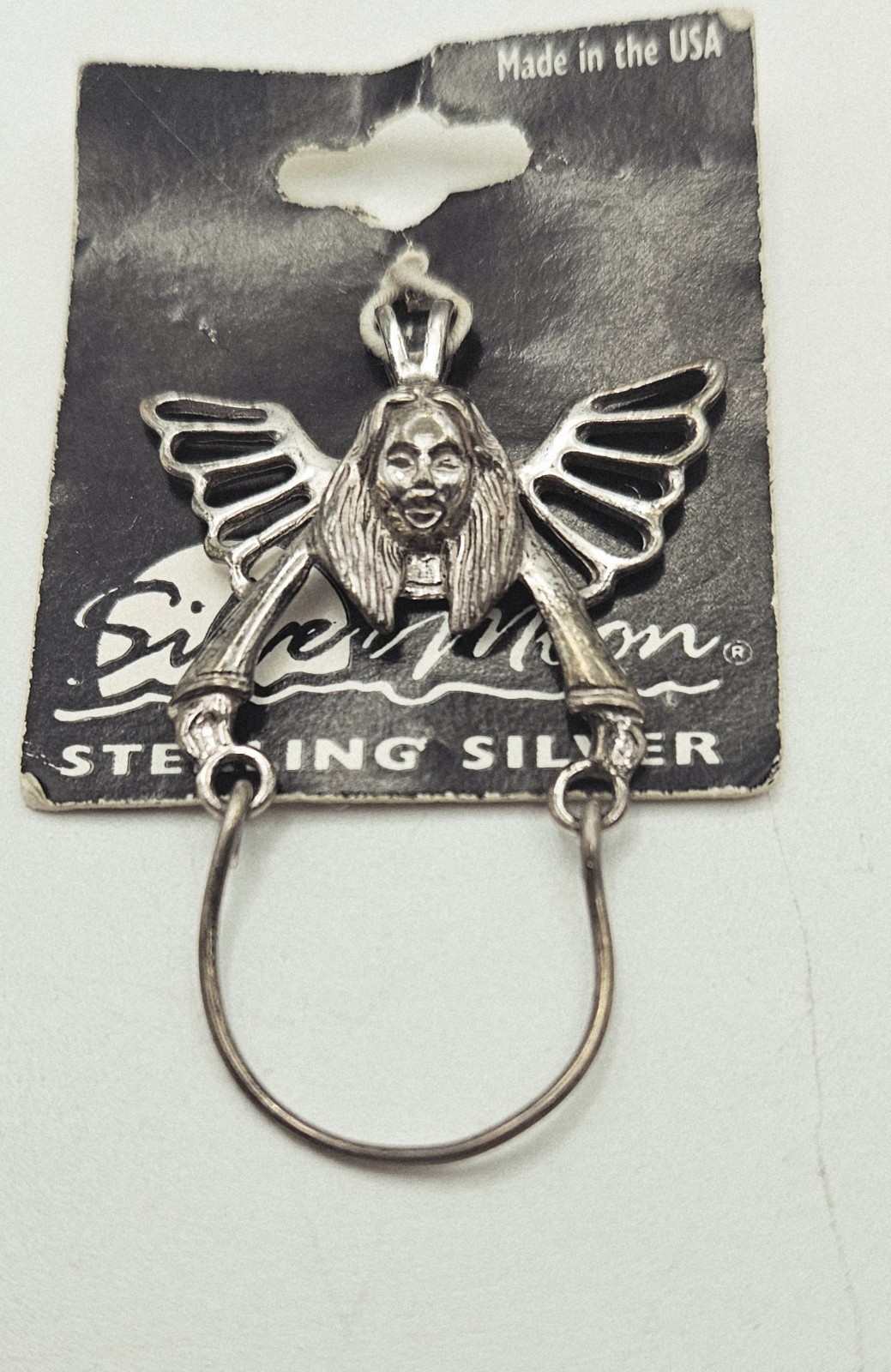 Vintage Sterling Silver Guardian Angel Charm Holder Pendant NEW by Silver Moon
