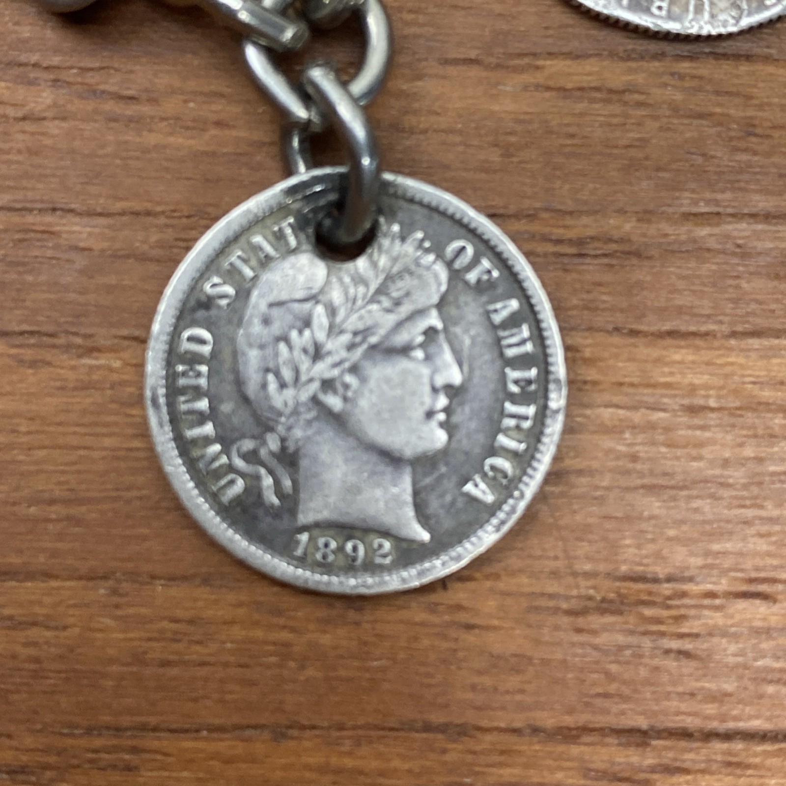 Vintage International Coin Bracelet Barber Dime Silver Reichspfenning