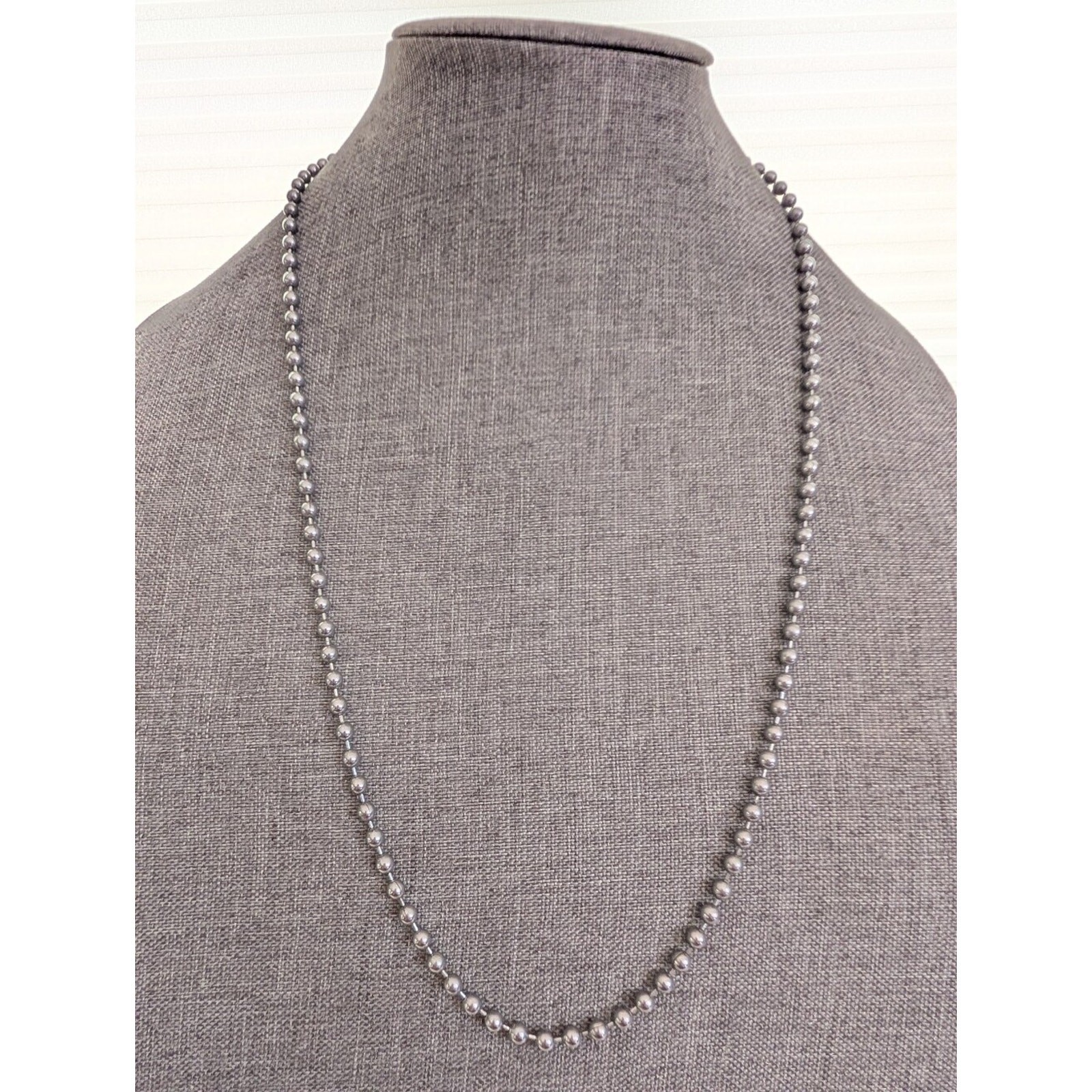Vintage Y2K 2000s Silver Tone Punk Goth Grunge Ball Chain Layering Necklace