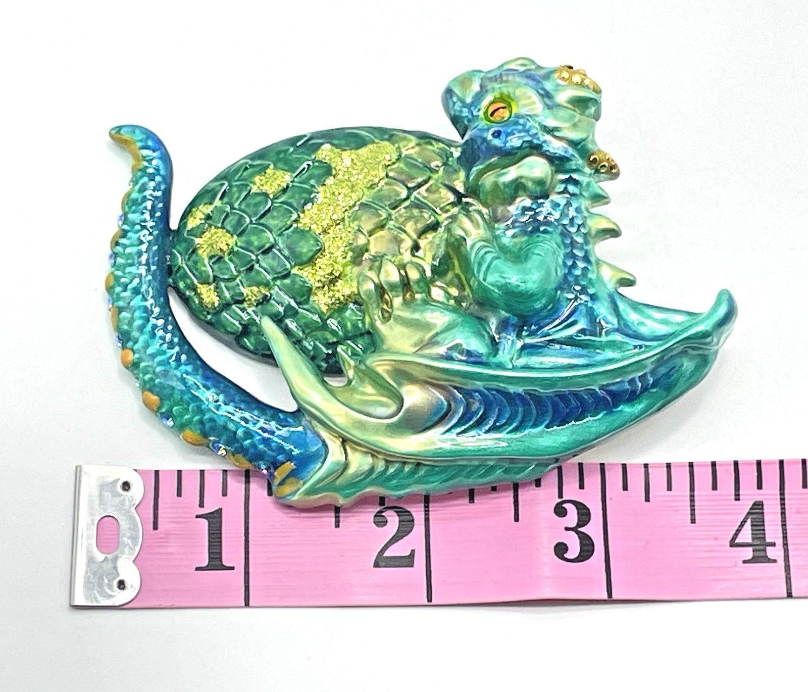 Kirks Folly Pin Pendant Silver Tone Dragon Protector New